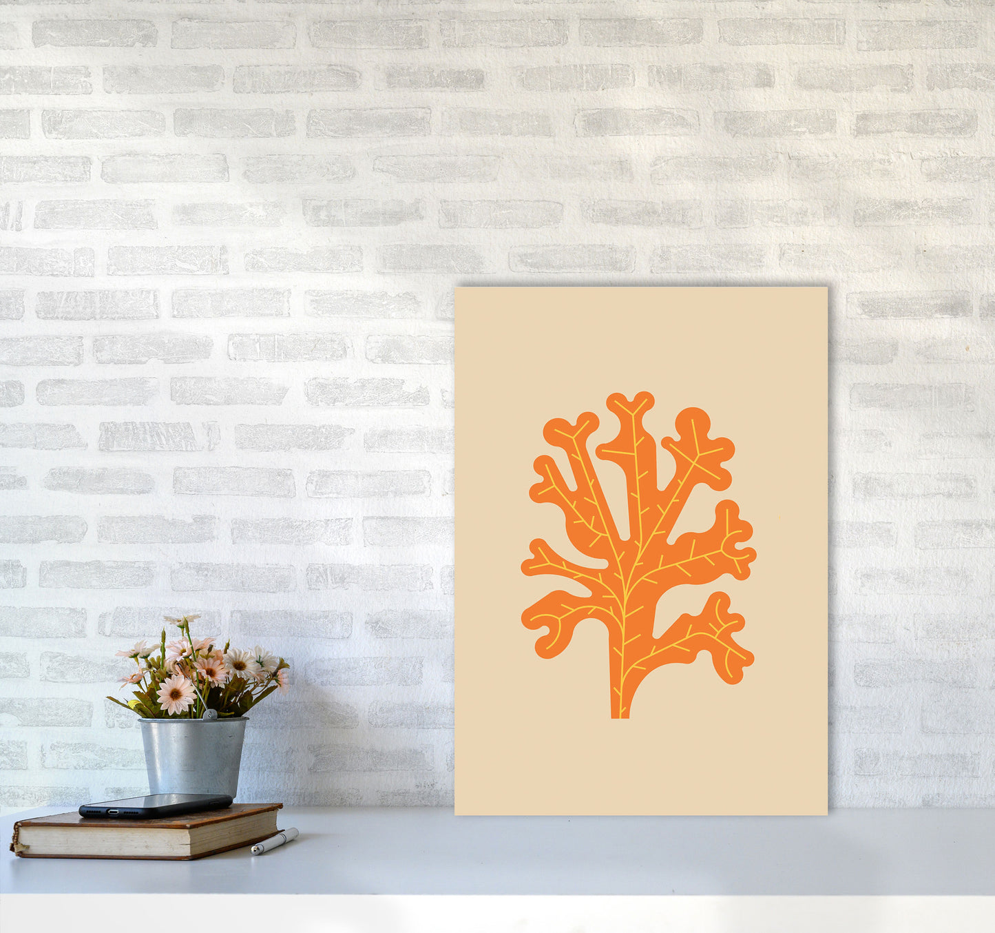 Orange Seaweed Art Print by Jason Stanley A2 Black Frame