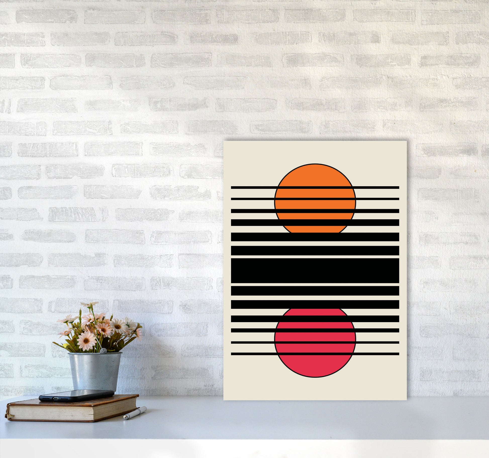 Geometric Suns Art Print by Jason Stanley A2 Black Frame