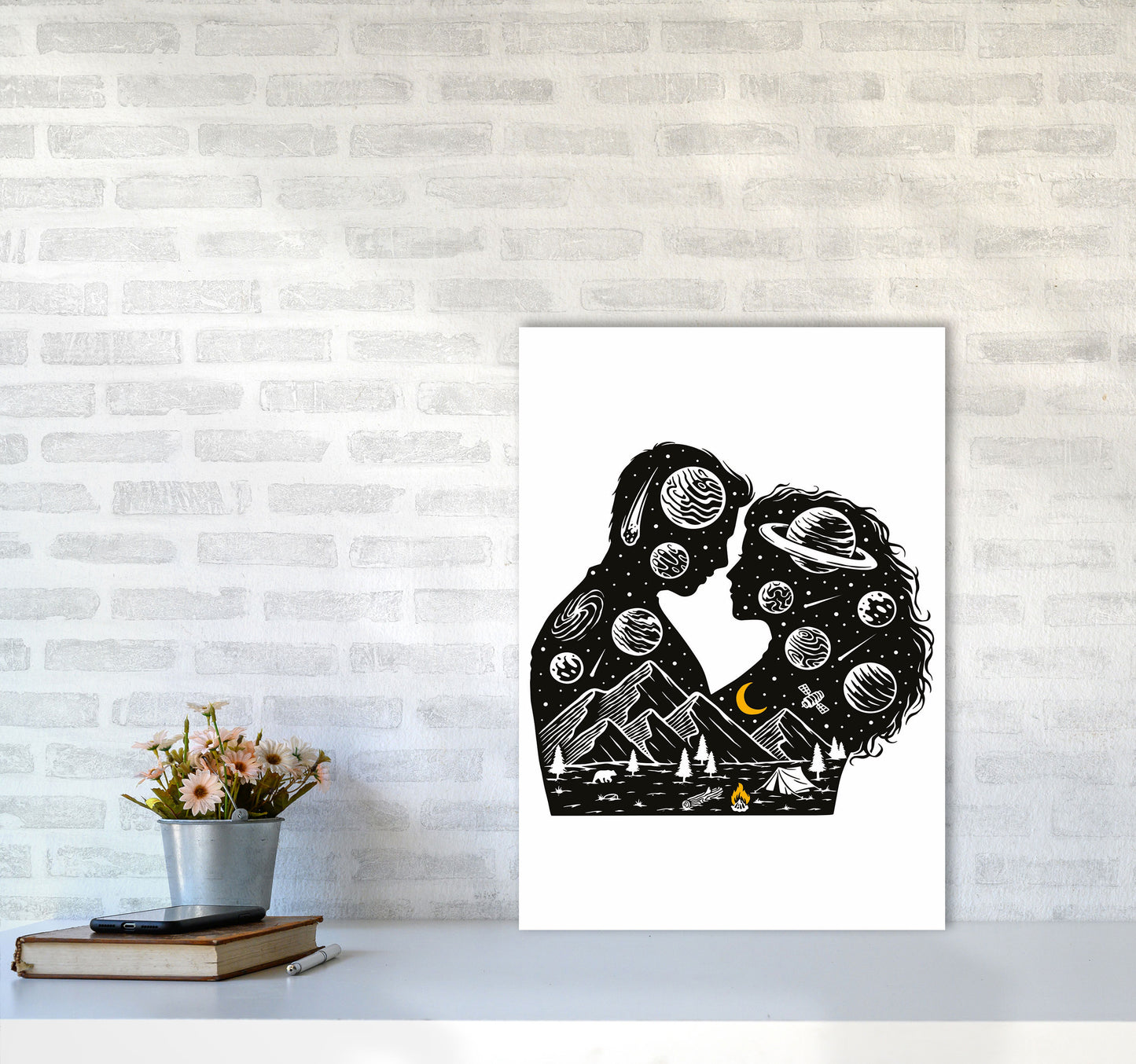 Galactic Love Art Print by Jason Stanley A2 Black Frame