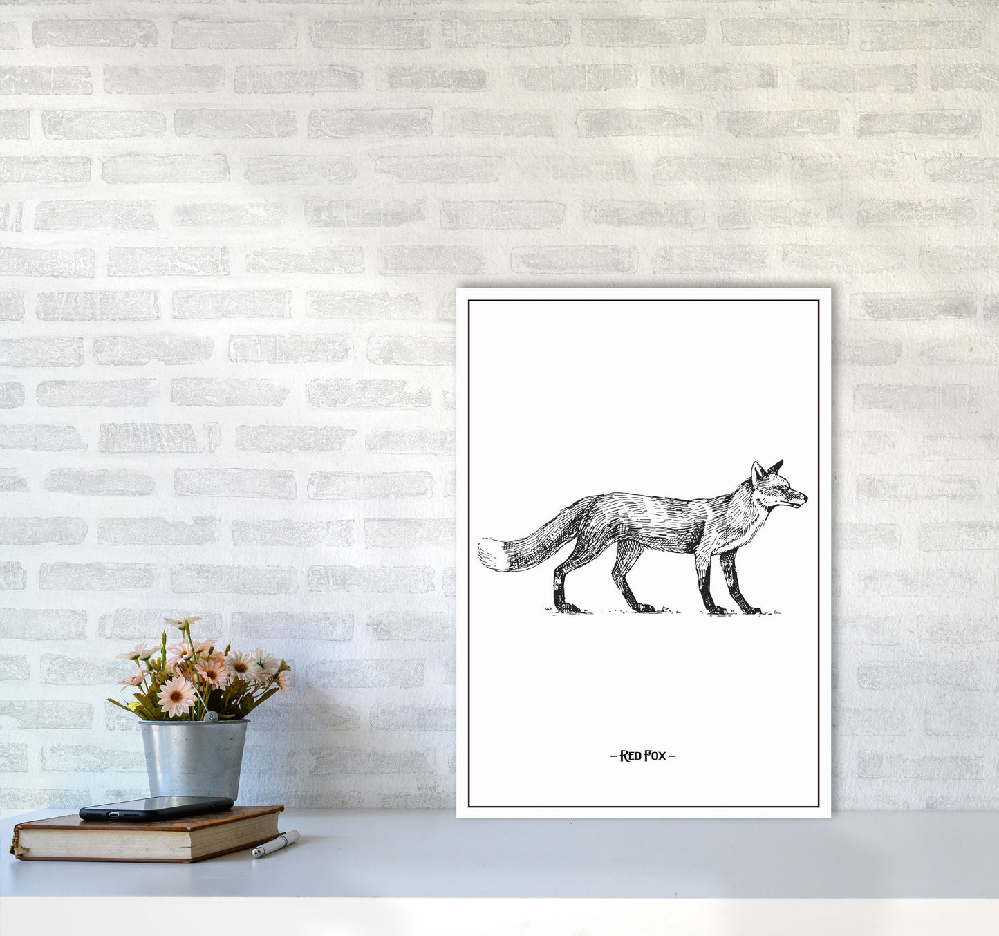 Red Fox Art Print by Jason Stanley A2 Black Frame
