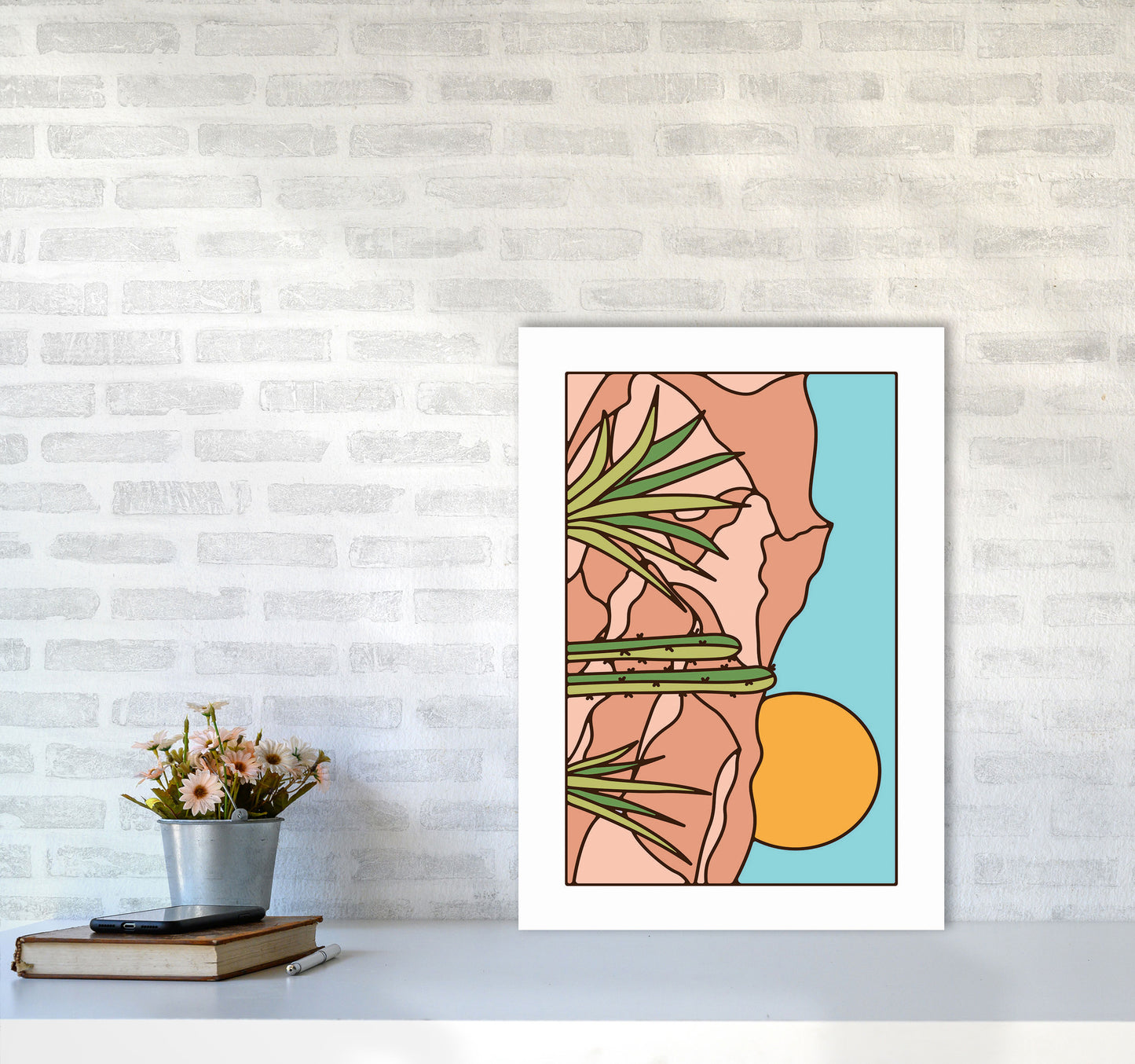 Minimal Desert Sunset Landscape Art Print by Jason Stanley A2 Black Frame