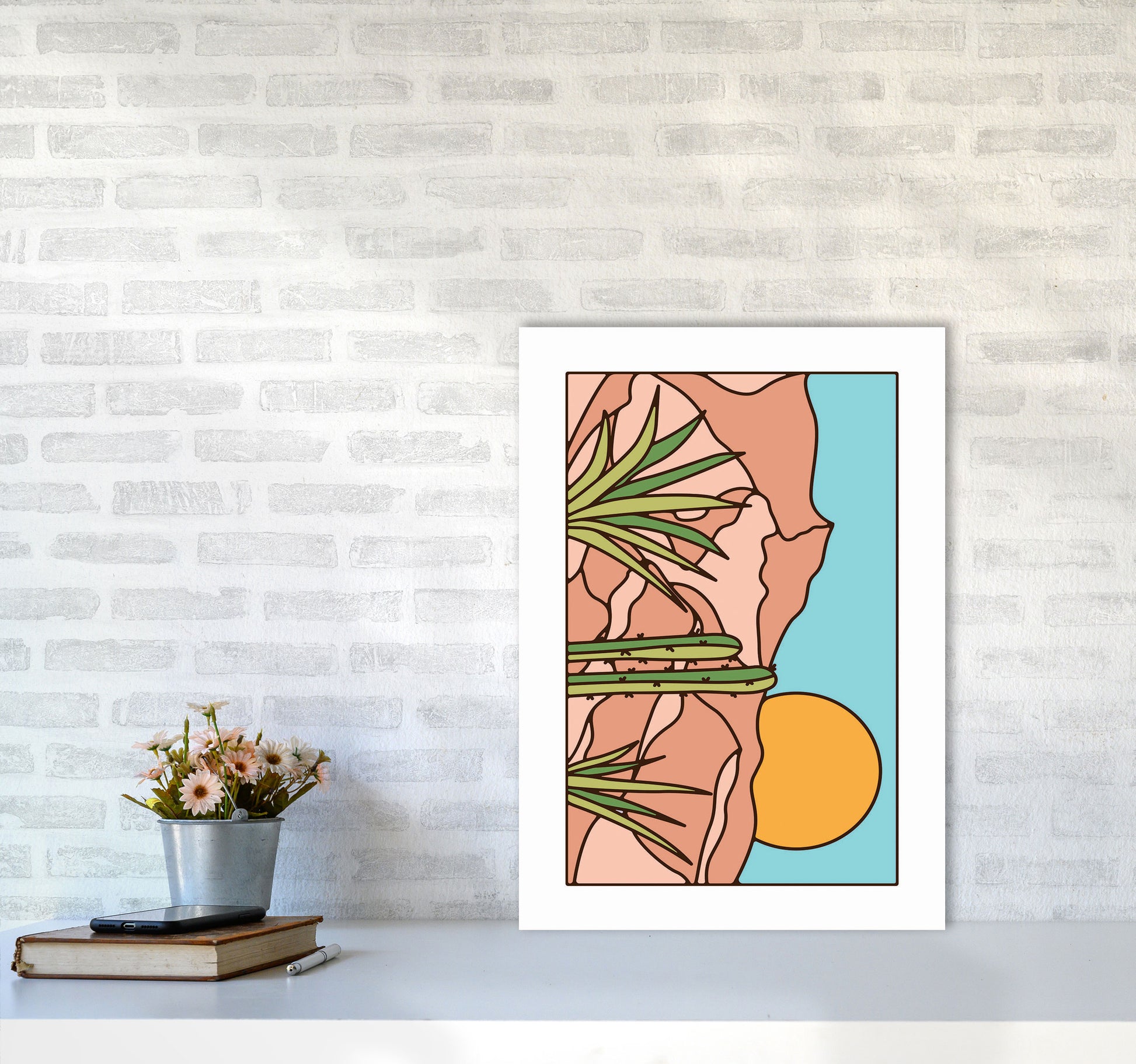 Minimal Desert Sunset Landscape Art Print by Jason Stanley A2 Black Frame