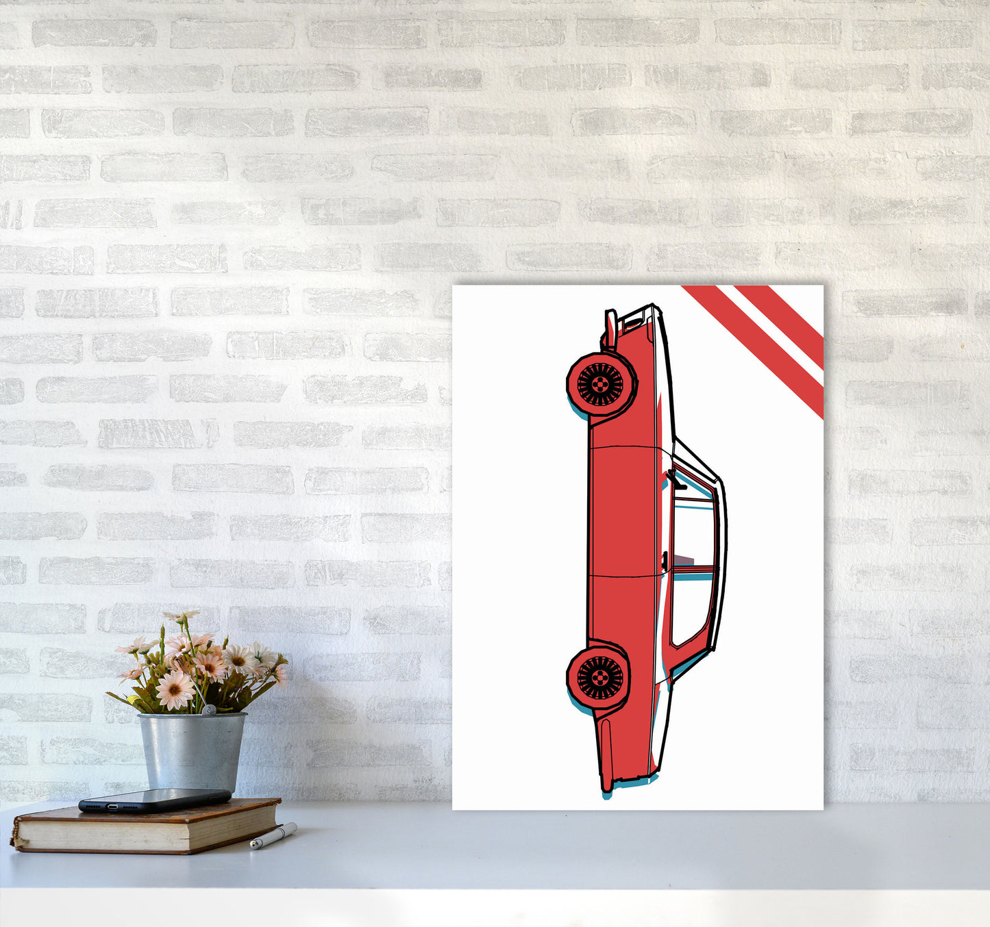 Red Car Art Print by Jason Stanley A2 Black Frame