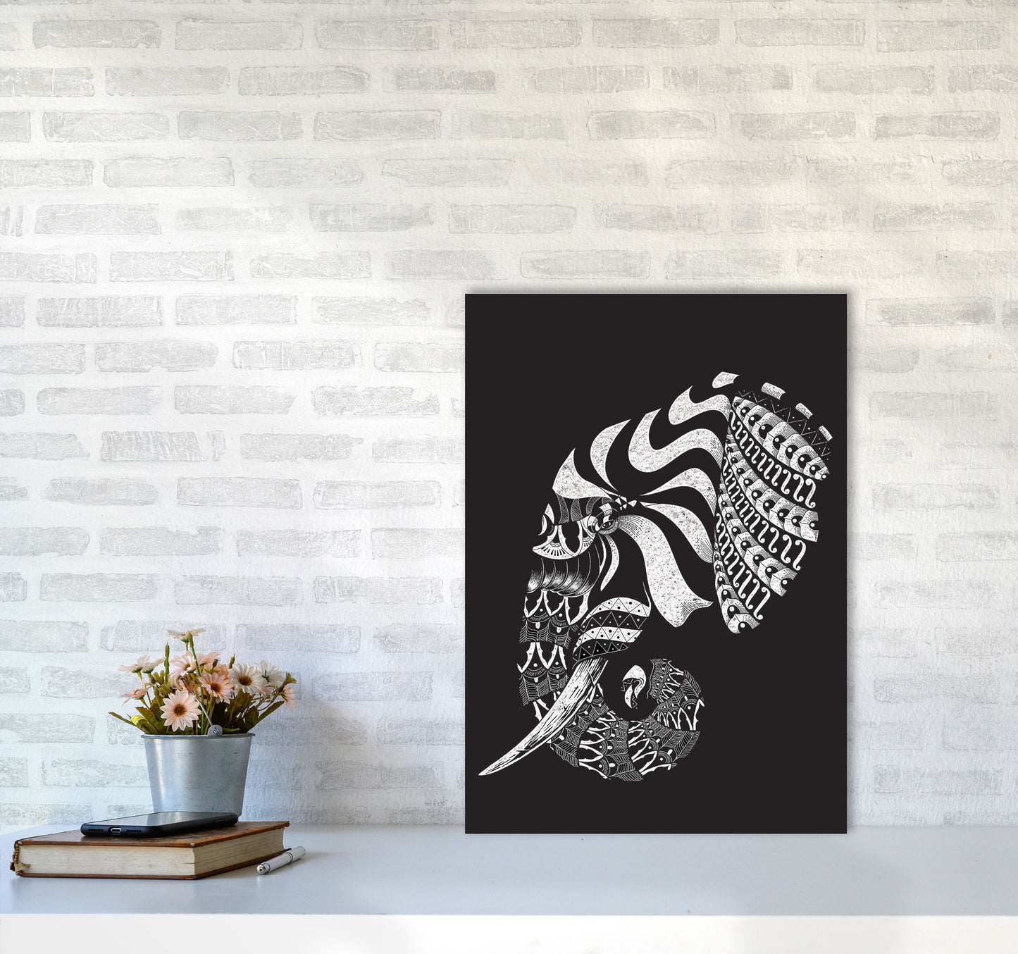 Ornate Elephant II Art Print by Jason Stanley A2 Black Frame