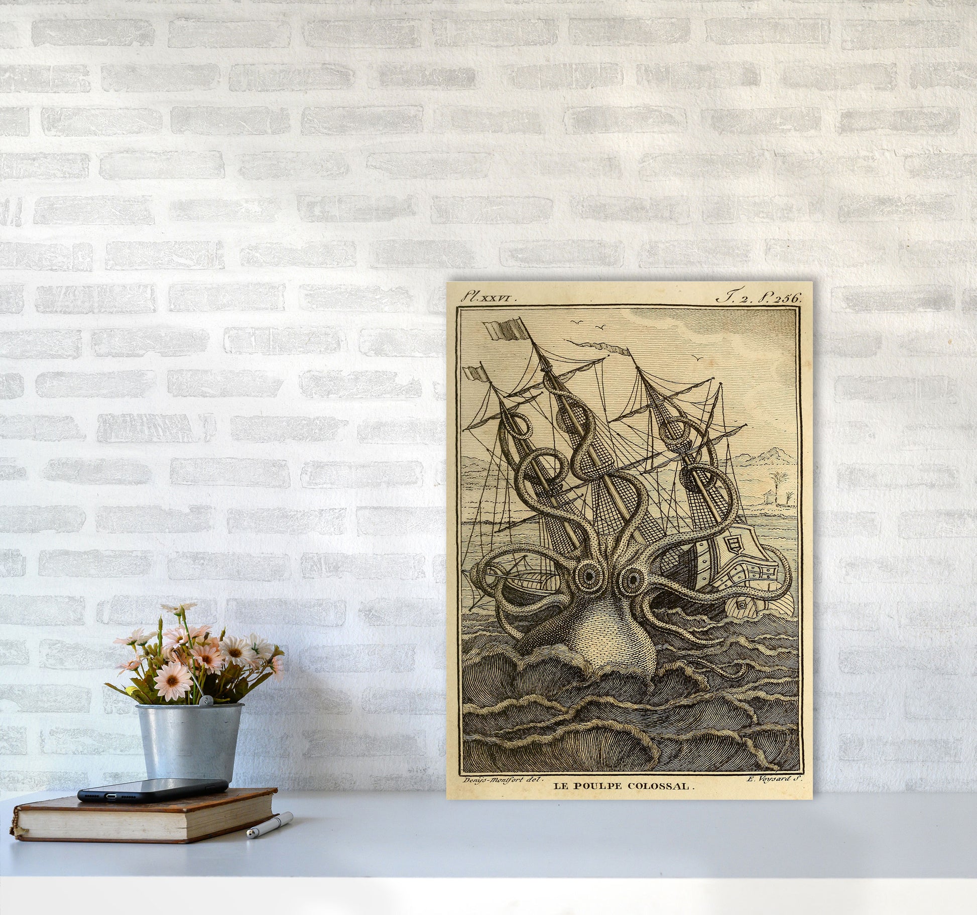 The Great Collossal Octopus Art Print by Jason Stanley A2 Black Frame