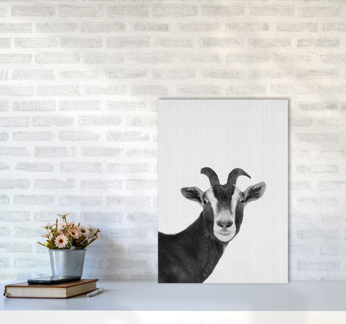 Surprised Goat Art Print by Jason Stanley A2 Black Frame