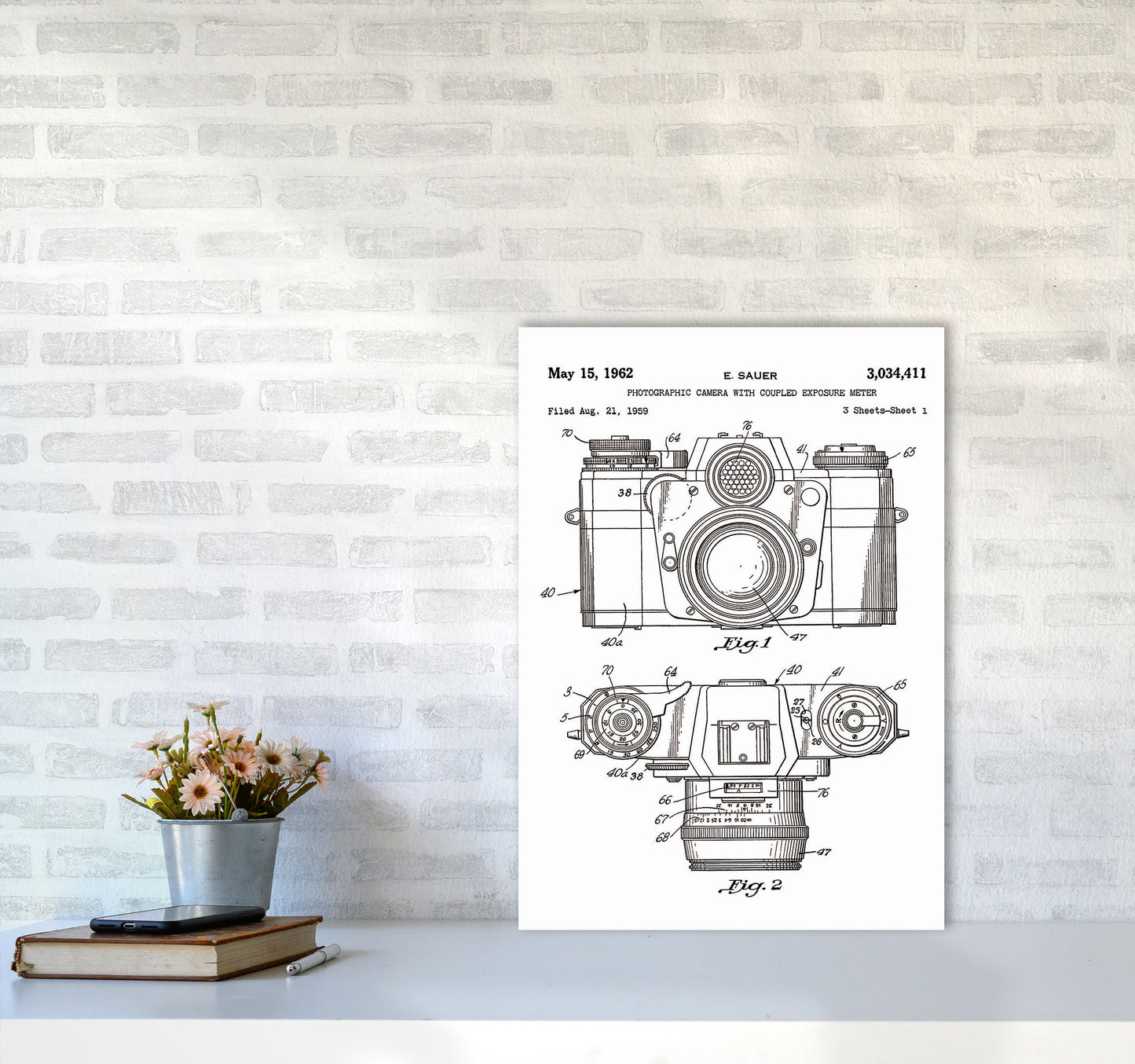 Photographic Camera Patent Art Print by Jason Stanley A2 Black Frame