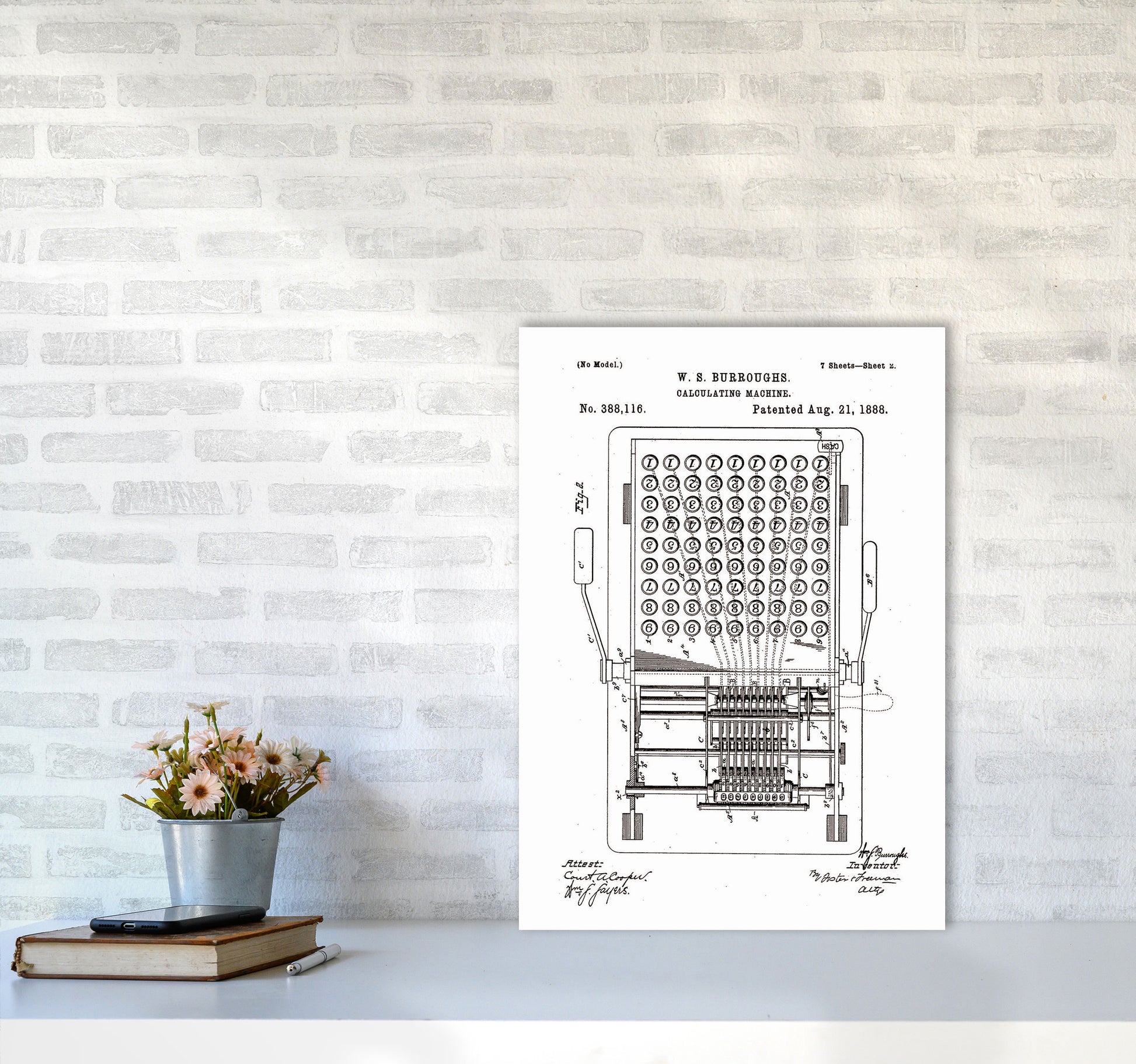Calculating Machine Patent 2 Art Print by Jason Stanley A2 Black Frame