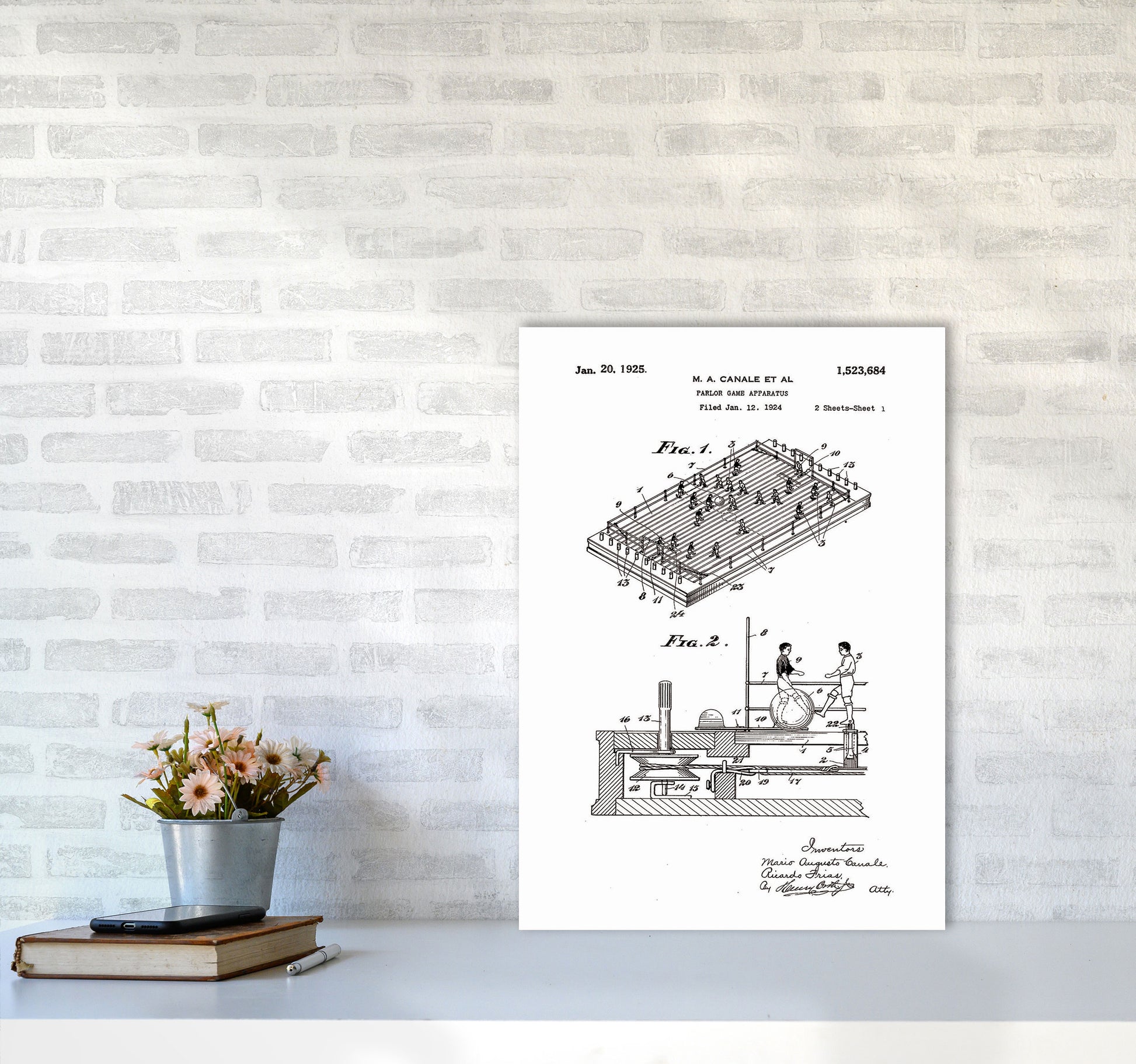 Vintage Foos Ball Table Patent Art Print by Jason Stanley A2 Black Frame