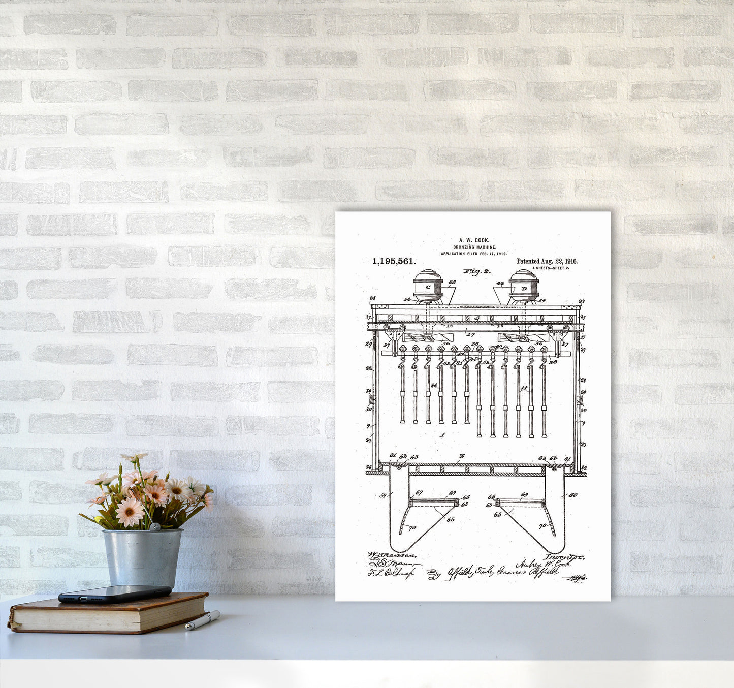 Bronzing Machine Patent Art Print by Jason Stanley A2 Black Frame