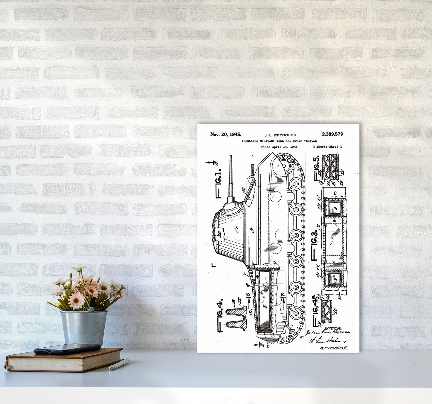 Military Tank 2 Patent Art Print by Jason Stanley A2 Black Frame