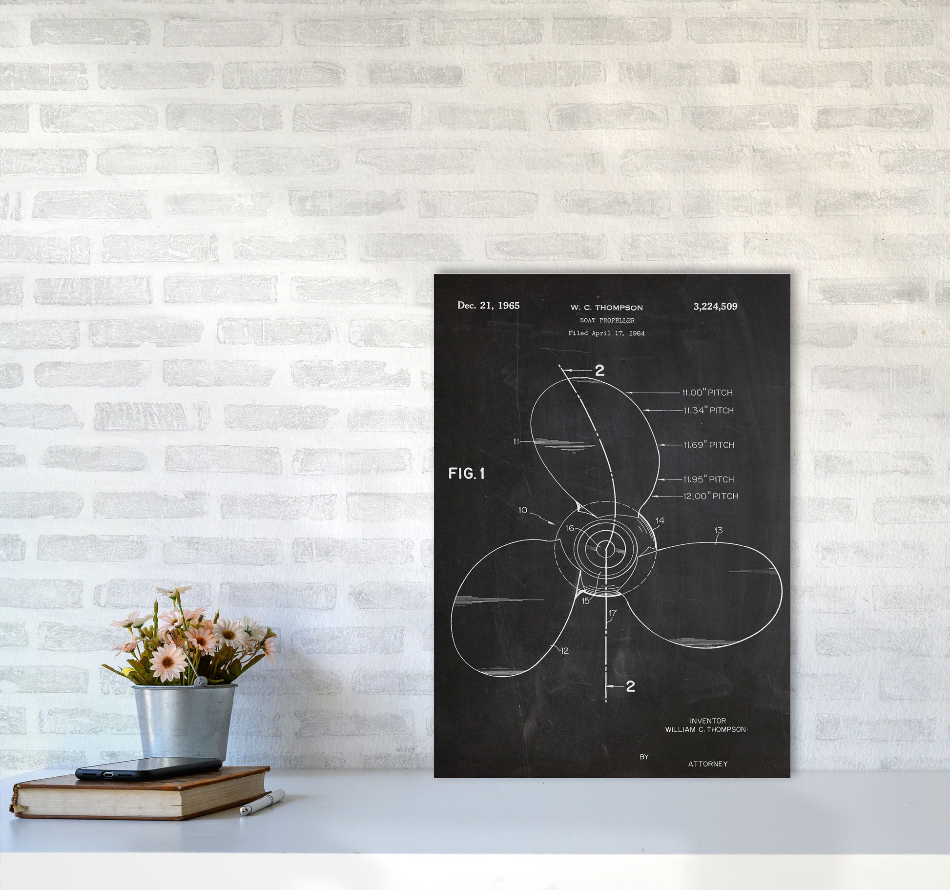 Boat Propeller Patent Art Print by Jason Stanley A2 Black Frame