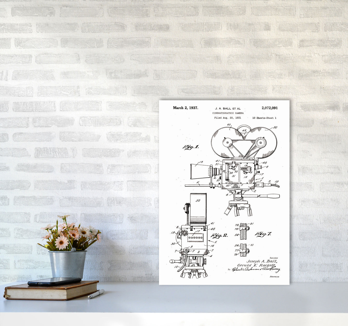 Cinema Camera Patent Art Print by Jason Stanley A2 Black Frame