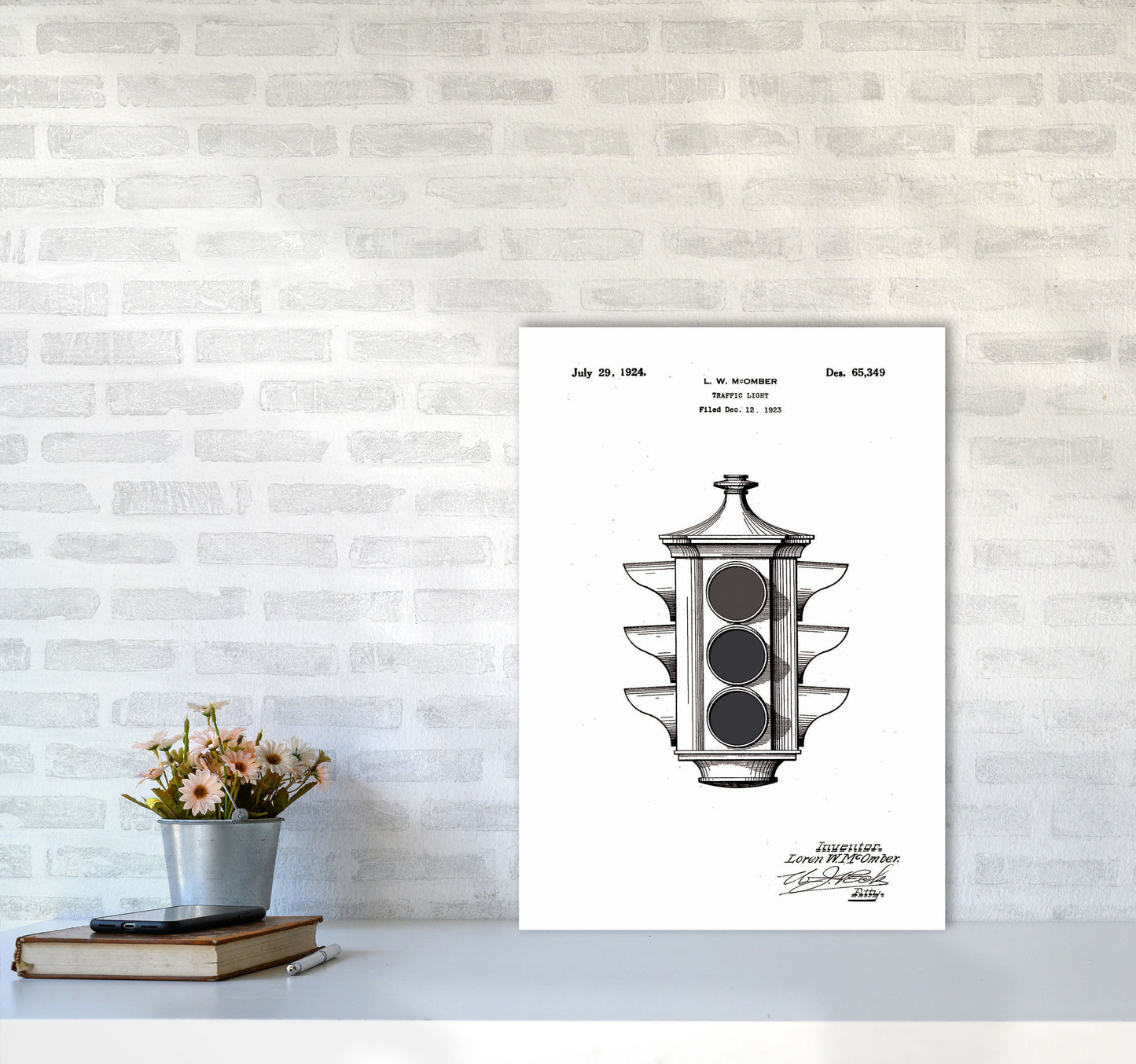 Traffic Light Patent Art Print by Jason Stanley A2 Black Frame