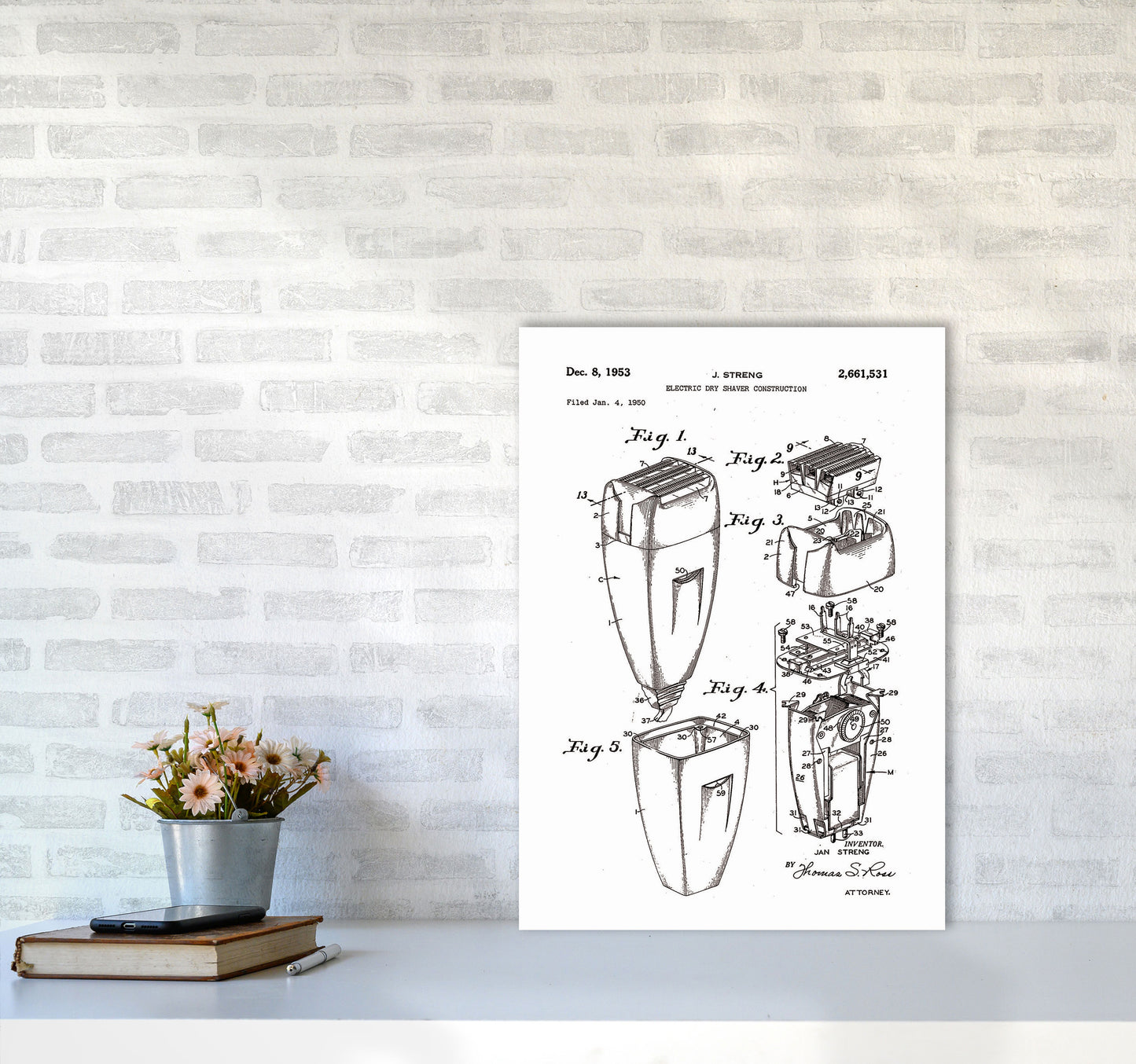 Electric Razor Patent Art Print by Jason Stanley A2 Black Frame