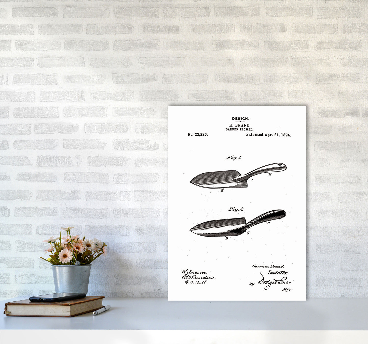 Garden Shovel Patent Art Print by Jason Stanley A2 Black Frame