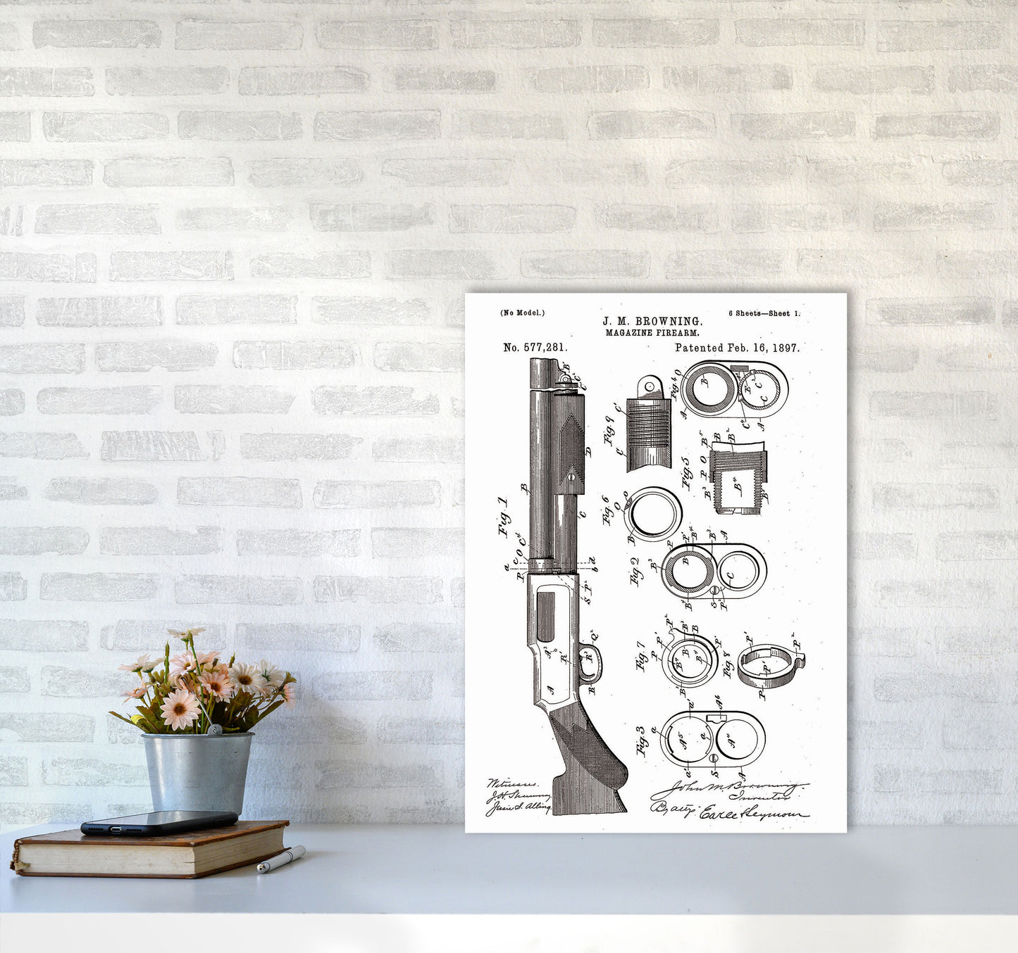 Shotgun Patent Art Print by Jason Stanley A2 Black Frame