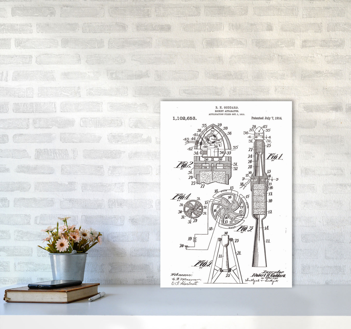 Rocket Patent Art Print by Jason Stanley A2 Black Frame