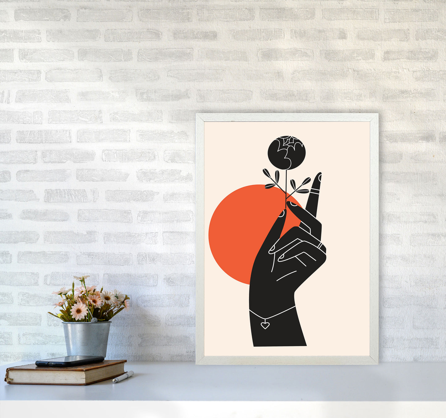 Minimalist Hand Drawing Art Print by Jason Stanley A2 Oak Frame