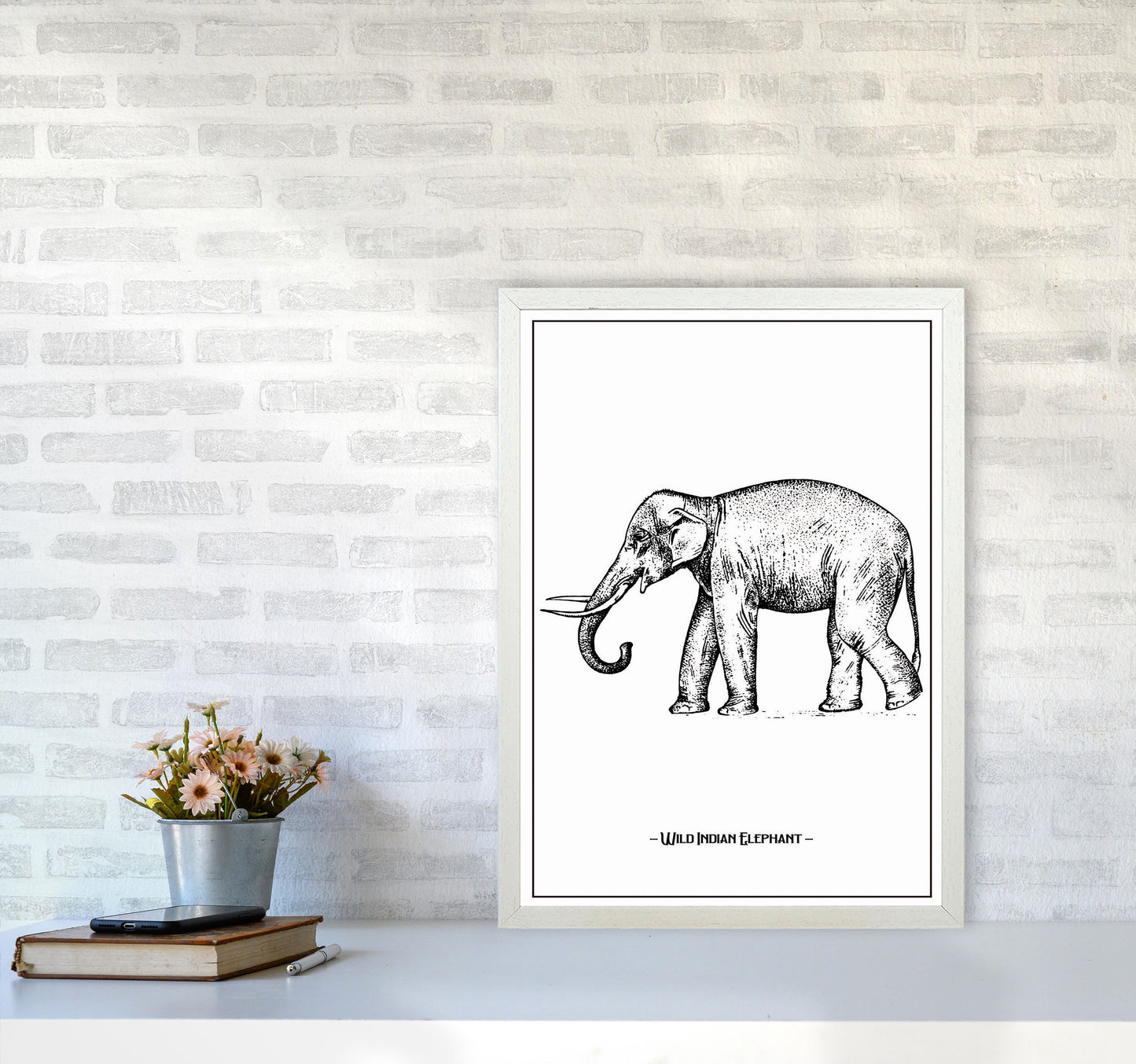 Wild Indian Elephant Art Print by Jason Stanley A2 Oak Frame
