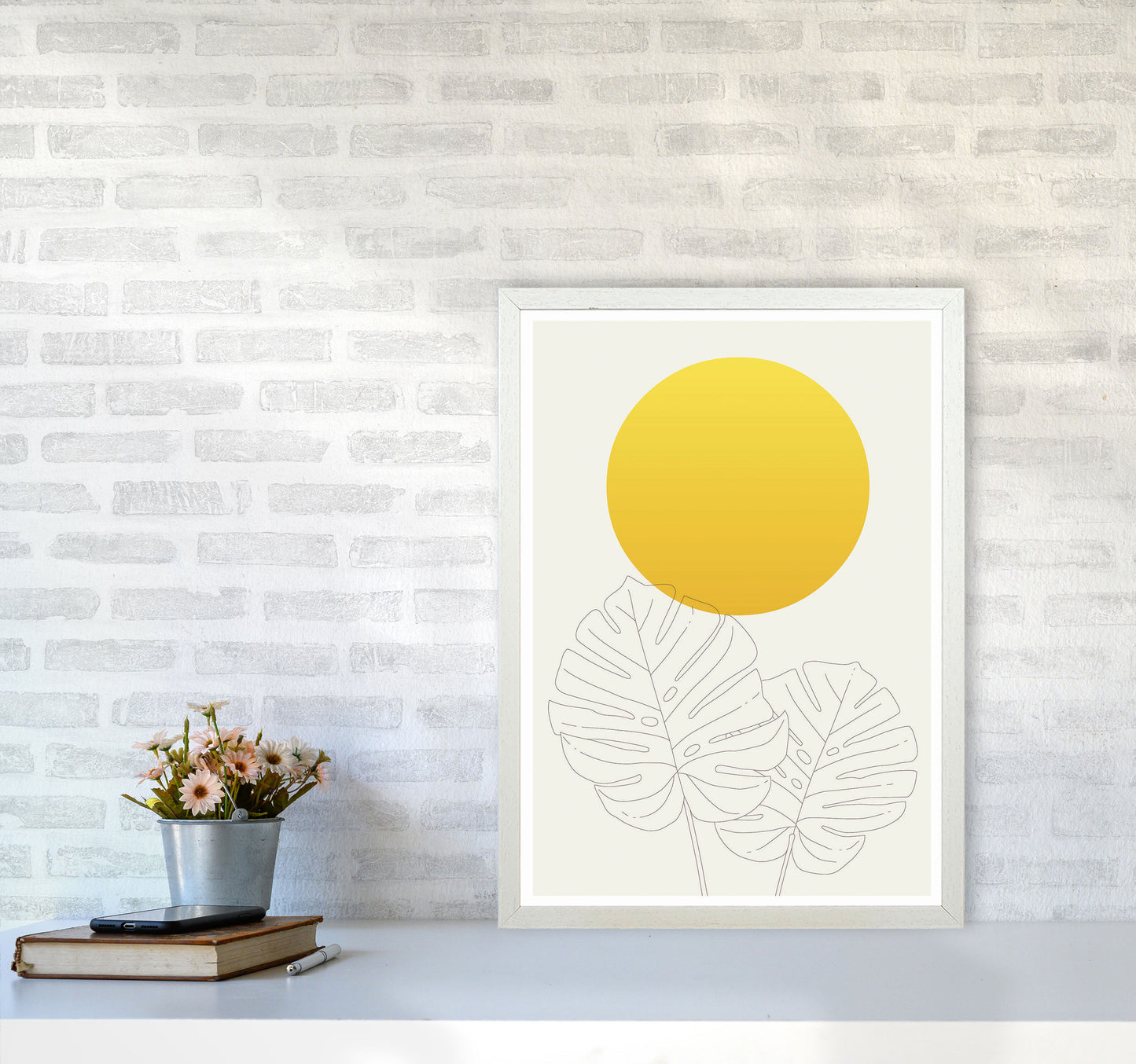 Botanical Yellow 1 Art Print by Jason Stanley A2 Oak Frame