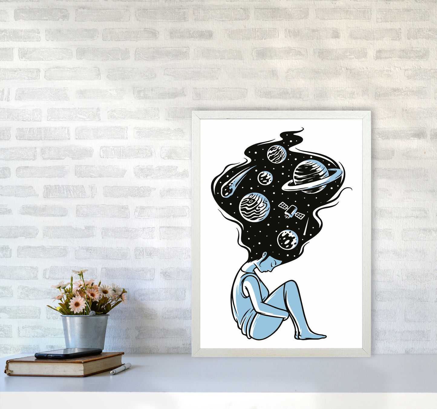 Head In The Clouds Art Print by Jason Stanley A2 Oak Frame