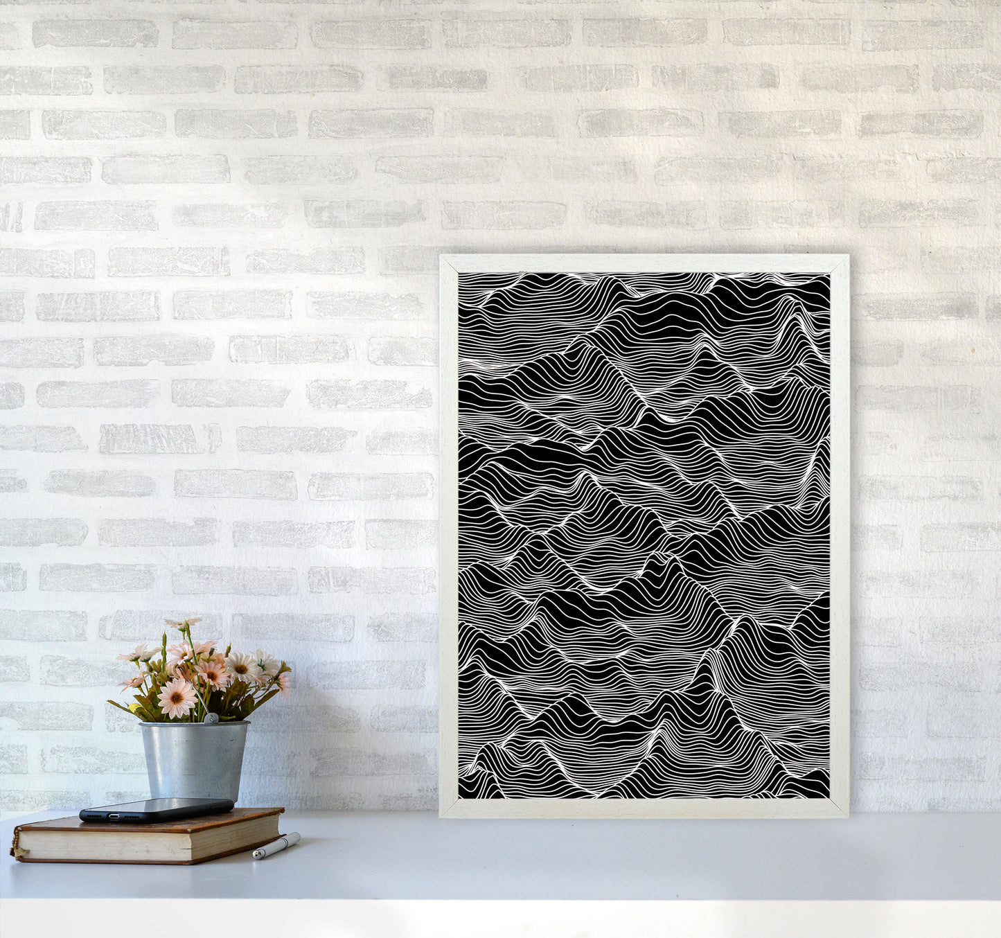 Abstract Mountains Art Print by Jason Stanley A2 Oak Frame