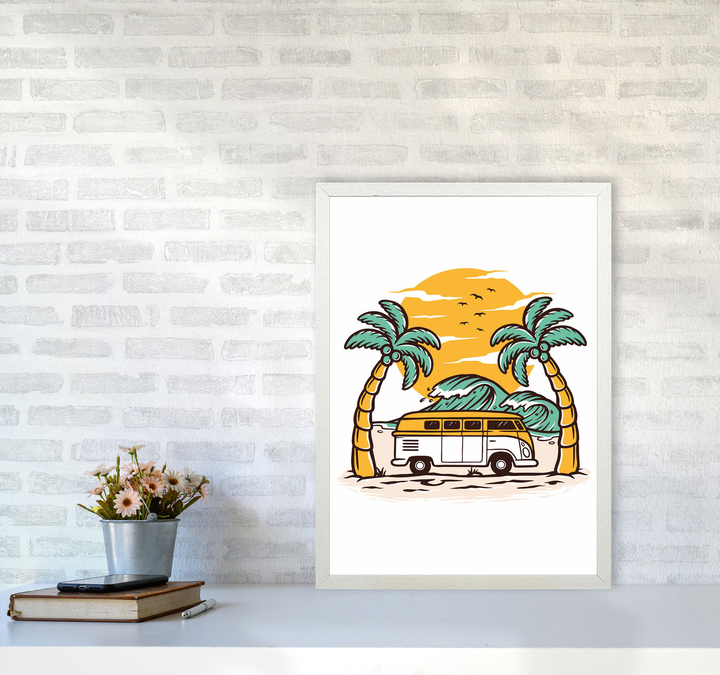 Between Two Palms Art Print by Jason Stanley A2 Oak Frame