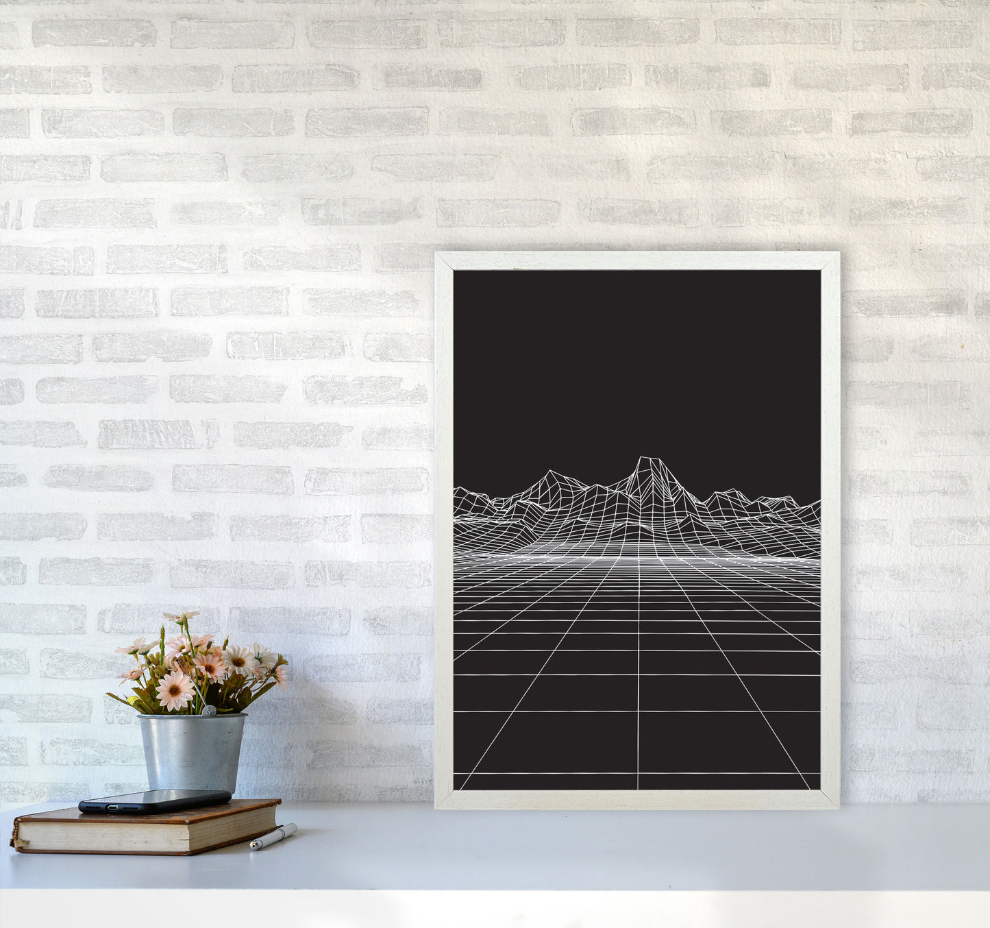 Line Mountains #2 Art Print by Jason Stanley A2 Oak Frame