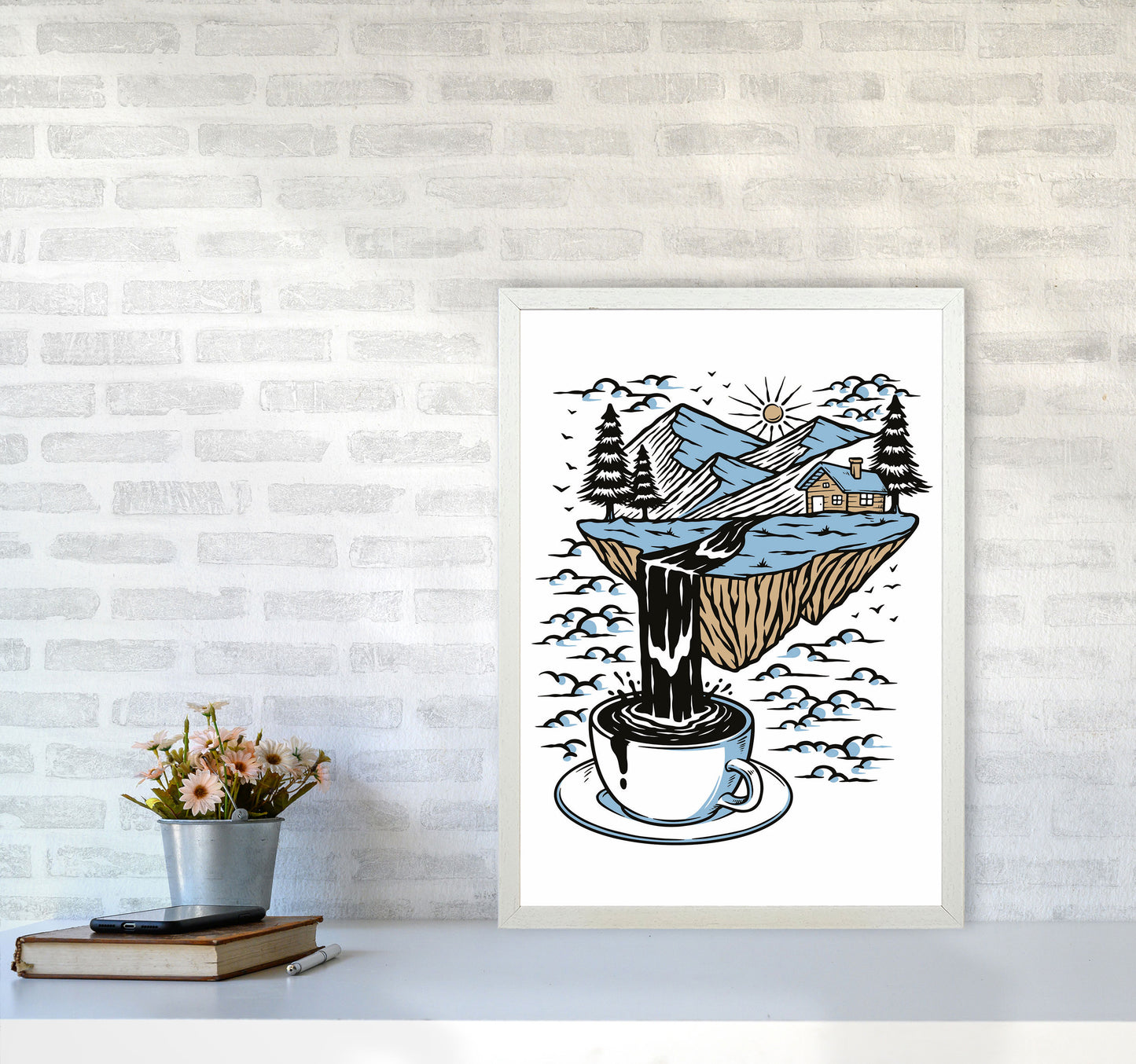 The River Flows Art Print by Jason Stanley A2 Oak Frame