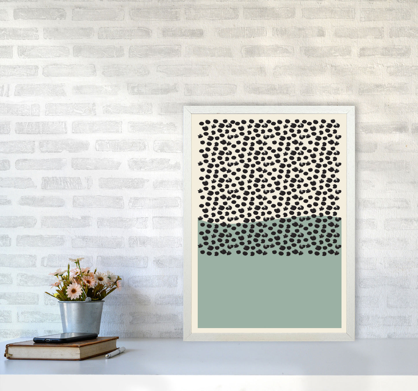 Green Midcentury Art Print by Jason Stanley A2 Oak Frame