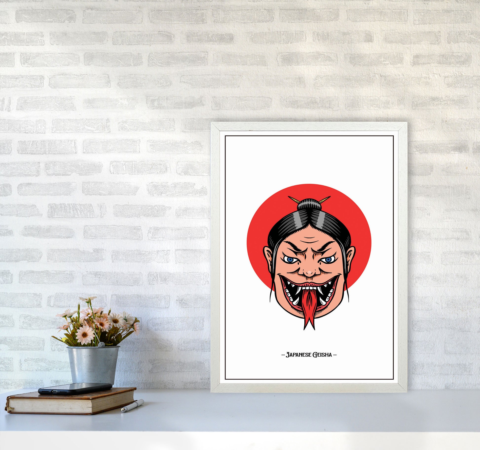 Japanese Geisha Art Print by Jason Stanley A2 Oak Frame