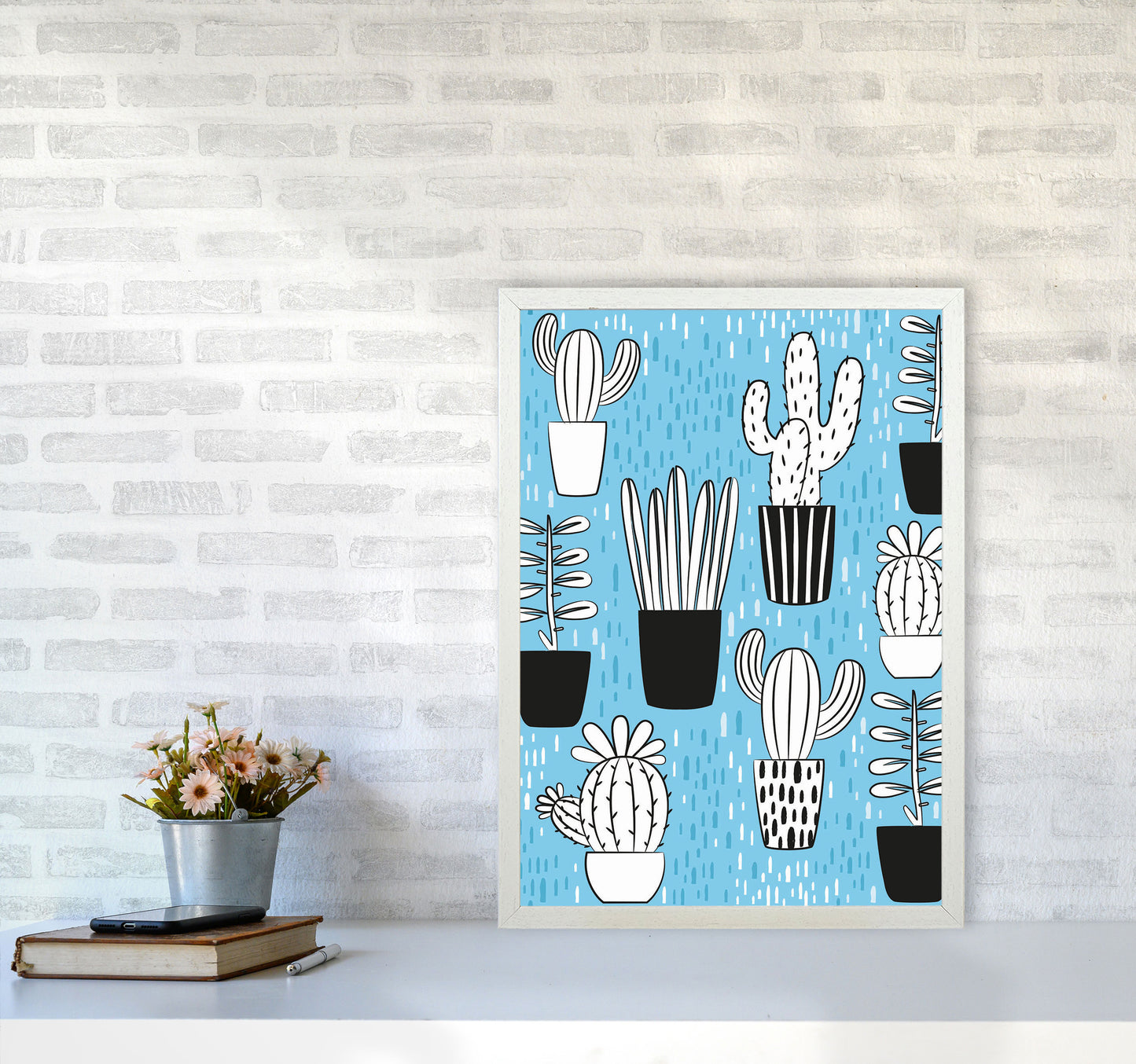 Cactus Vibes #1 Art Print by Jason Stanley A2 Oak Frame