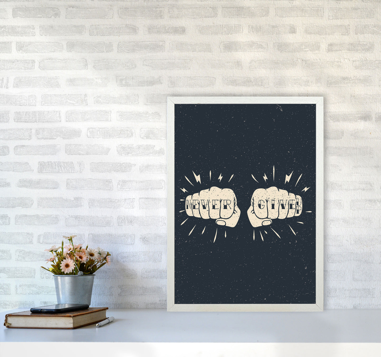 Never Give Up! Art Print by Jason Stanley A2 Oak Frame
