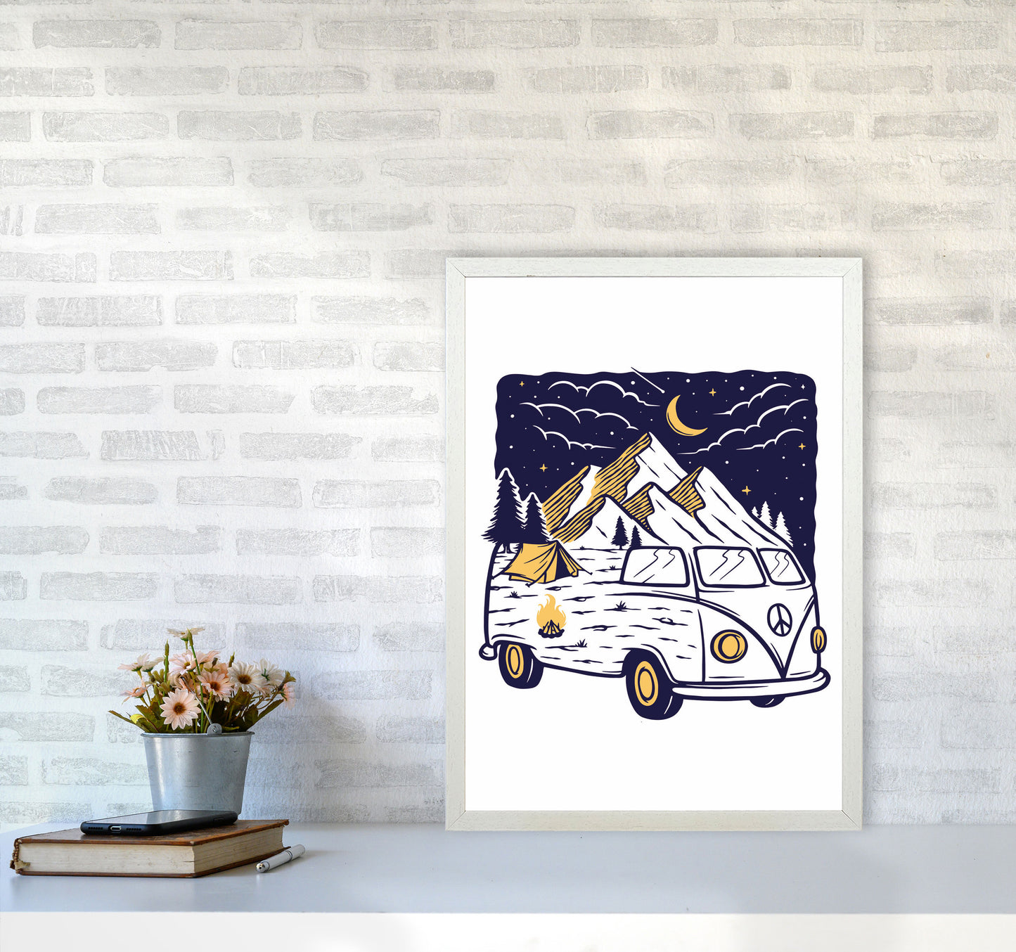 Camping Is Fun Art Print by Jason Stanley A2 Oak Frame