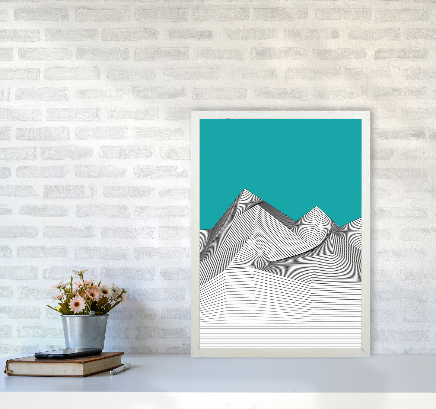 Blue Mountain Art Print by Jason Stanley A2 Oak Frame