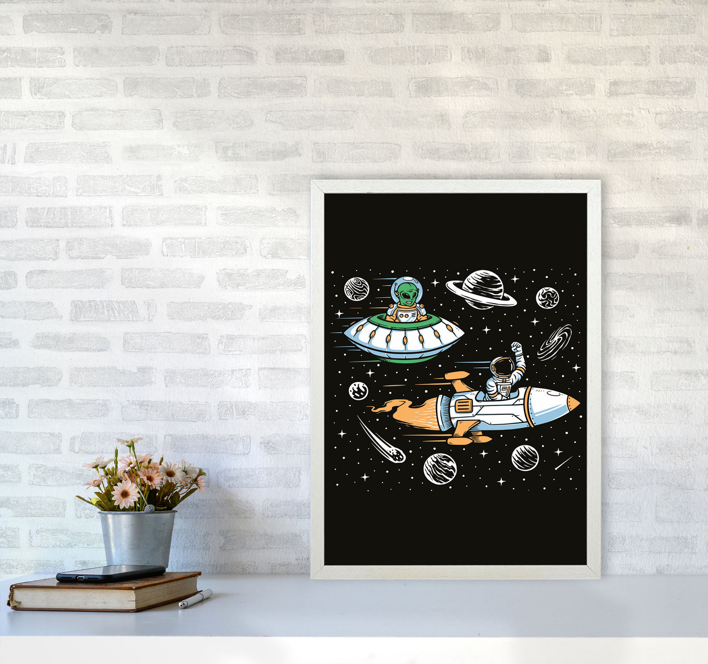 Space Rage Art Print by Jason Stanley A2 Oak Frame