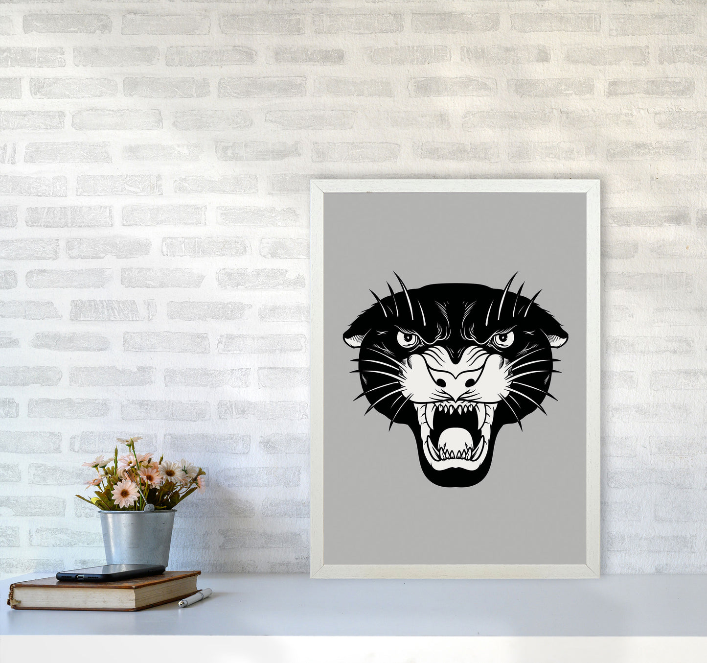 Vintage Panther Art Print by Jason Stanley A2 Oak Frame