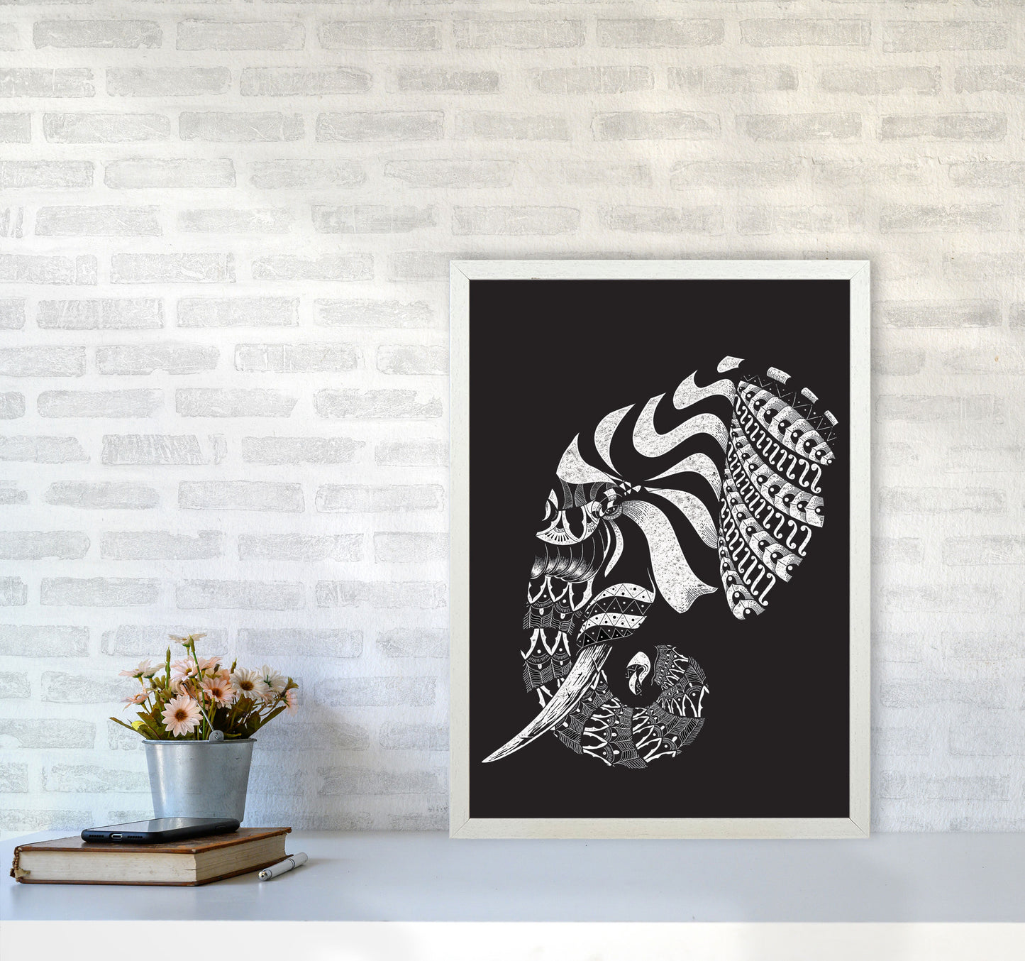 Ornate Elephant II Art Print by Jason Stanley A2 Oak Frame