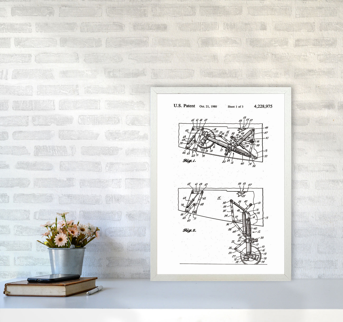 Airplane Landing Gear Patent Art Print by Jason Stanley A2 Oak Frame
