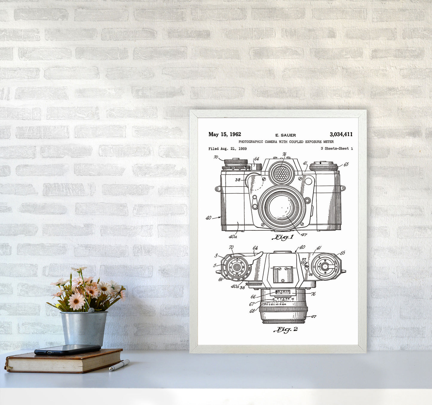Photographic Camera Patent Art Print by Jason Stanley A2 Oak Frame