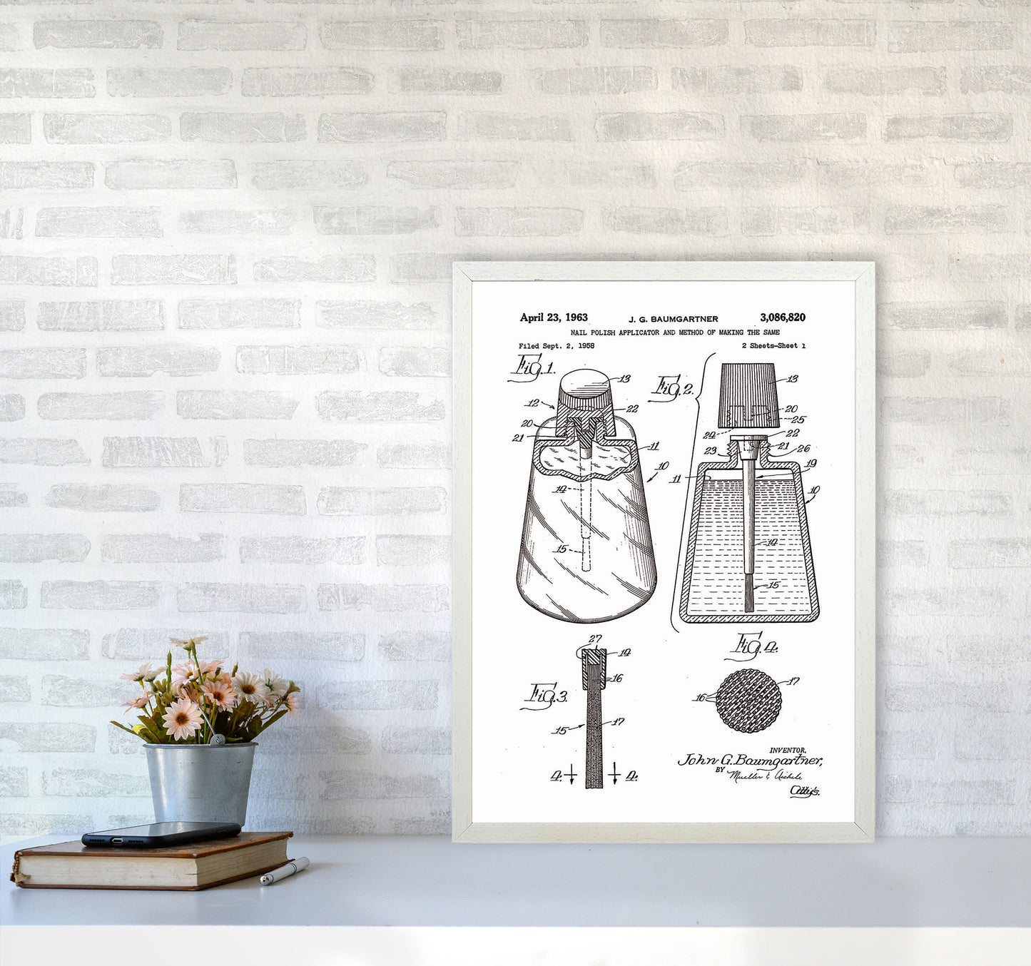 Nail Polish Applicator Patent Art Print by Jason Stanley A2 Oak Frame