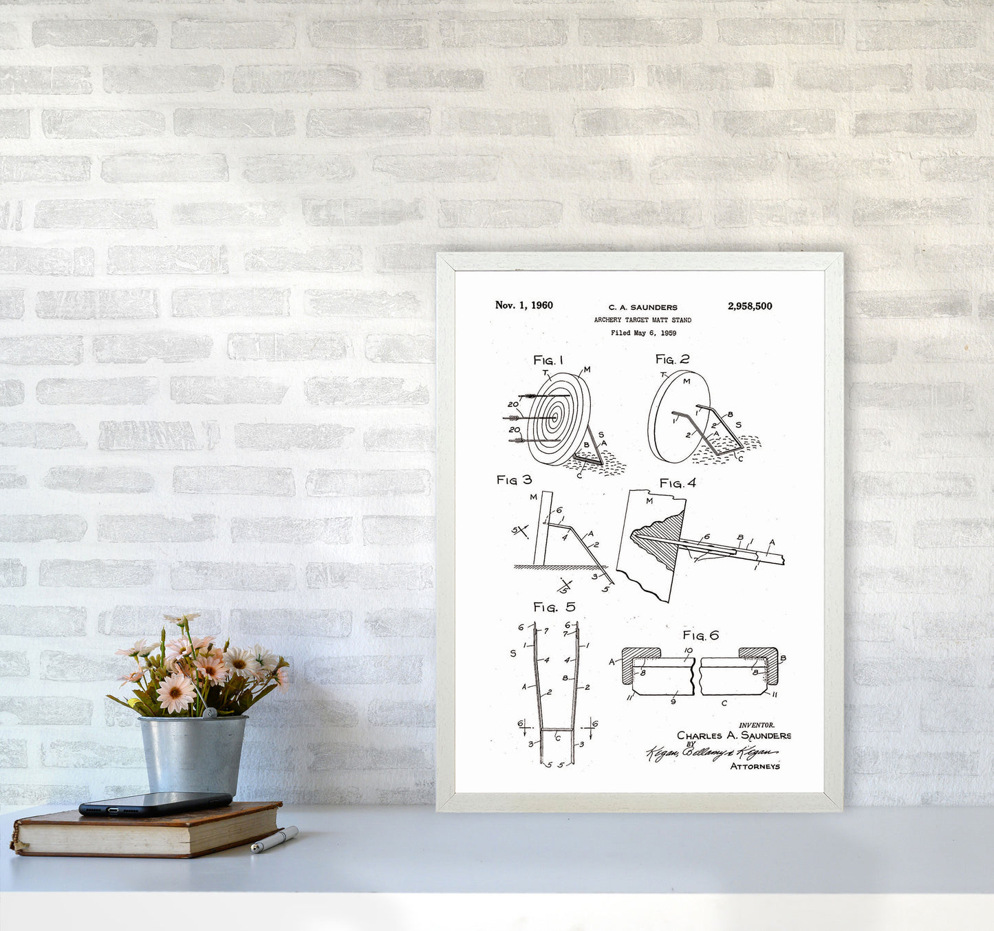 Archery Target Stand Patent Art Print by Jason Stanley A2 Oak Frame