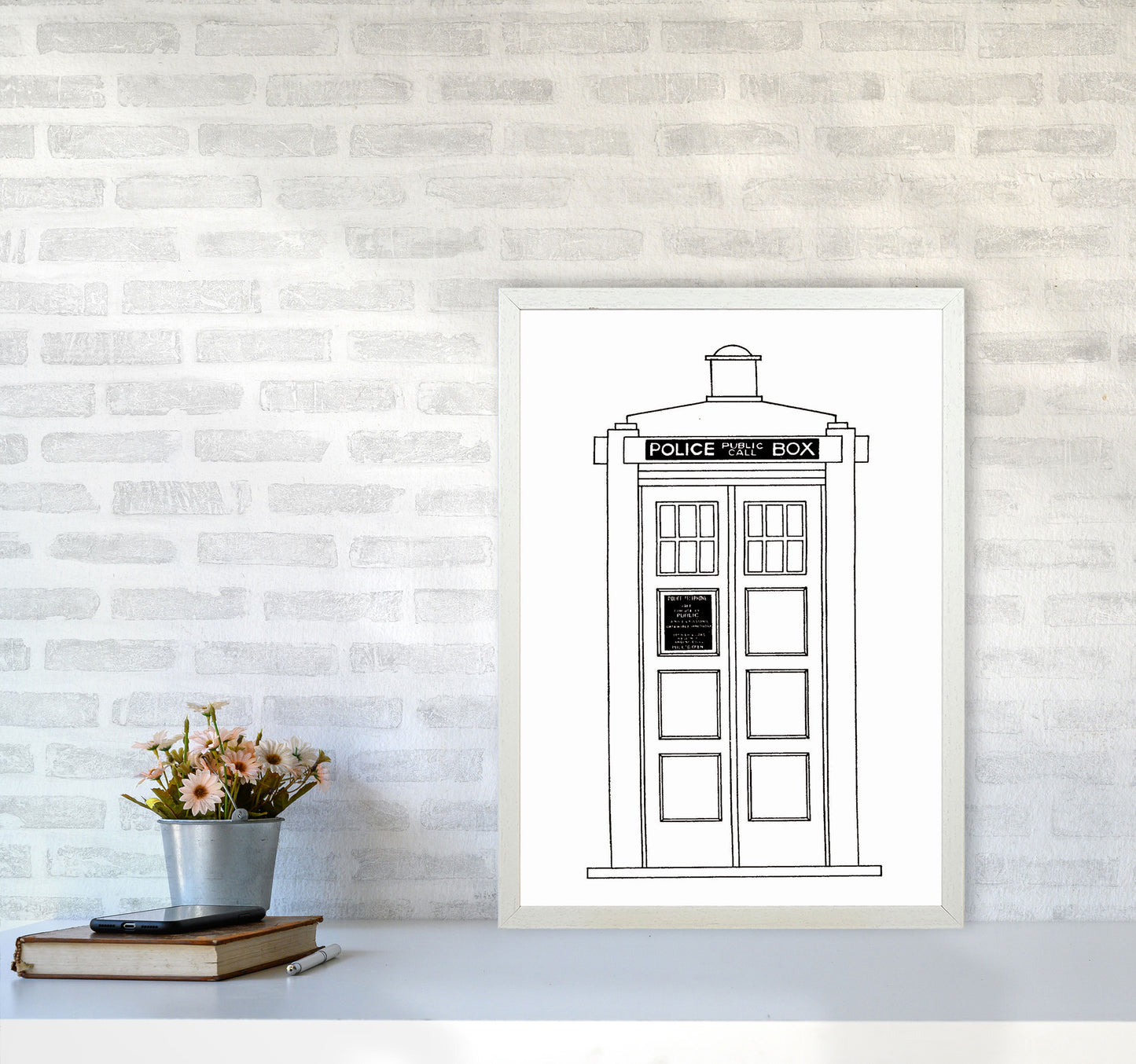 Police Call Box Patent Art Print by Jason Stanley A2 Oak Frame
