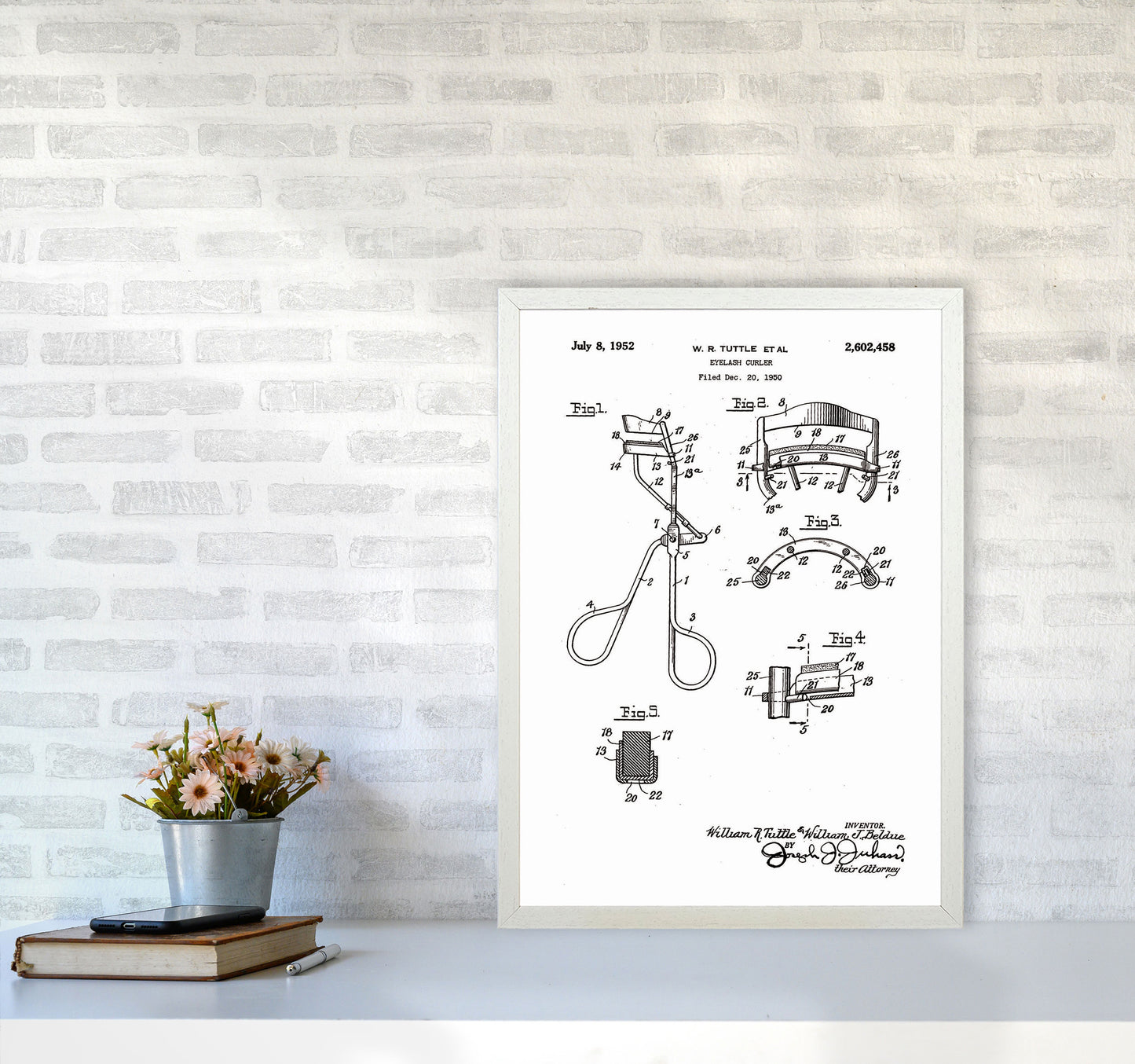 Eyelash Curler Patent Art Print by Jason Stanley A2 Oak Frame