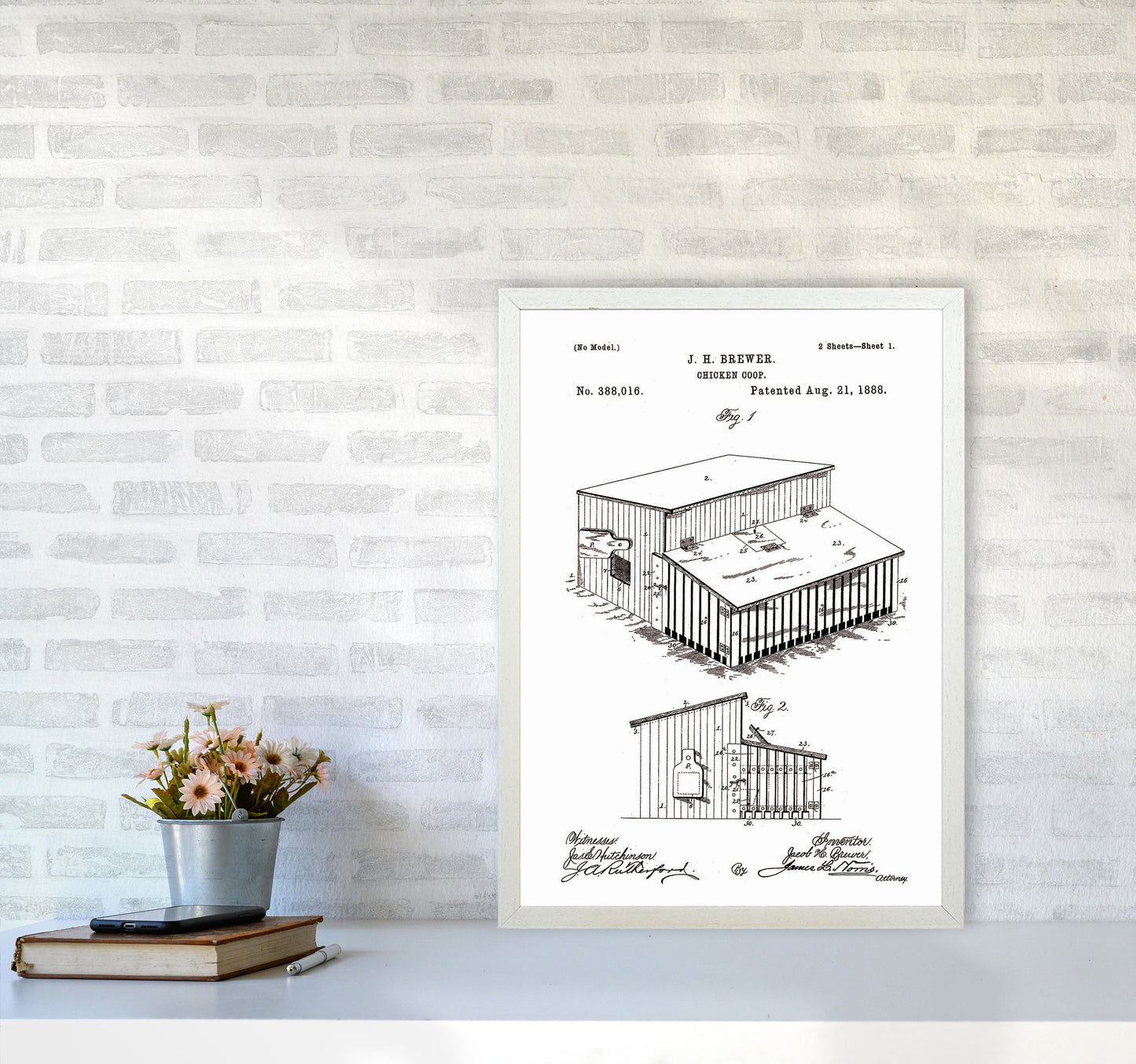 Chicken Coop Patent Art Print by Jason Stanley A2 Oak Frame