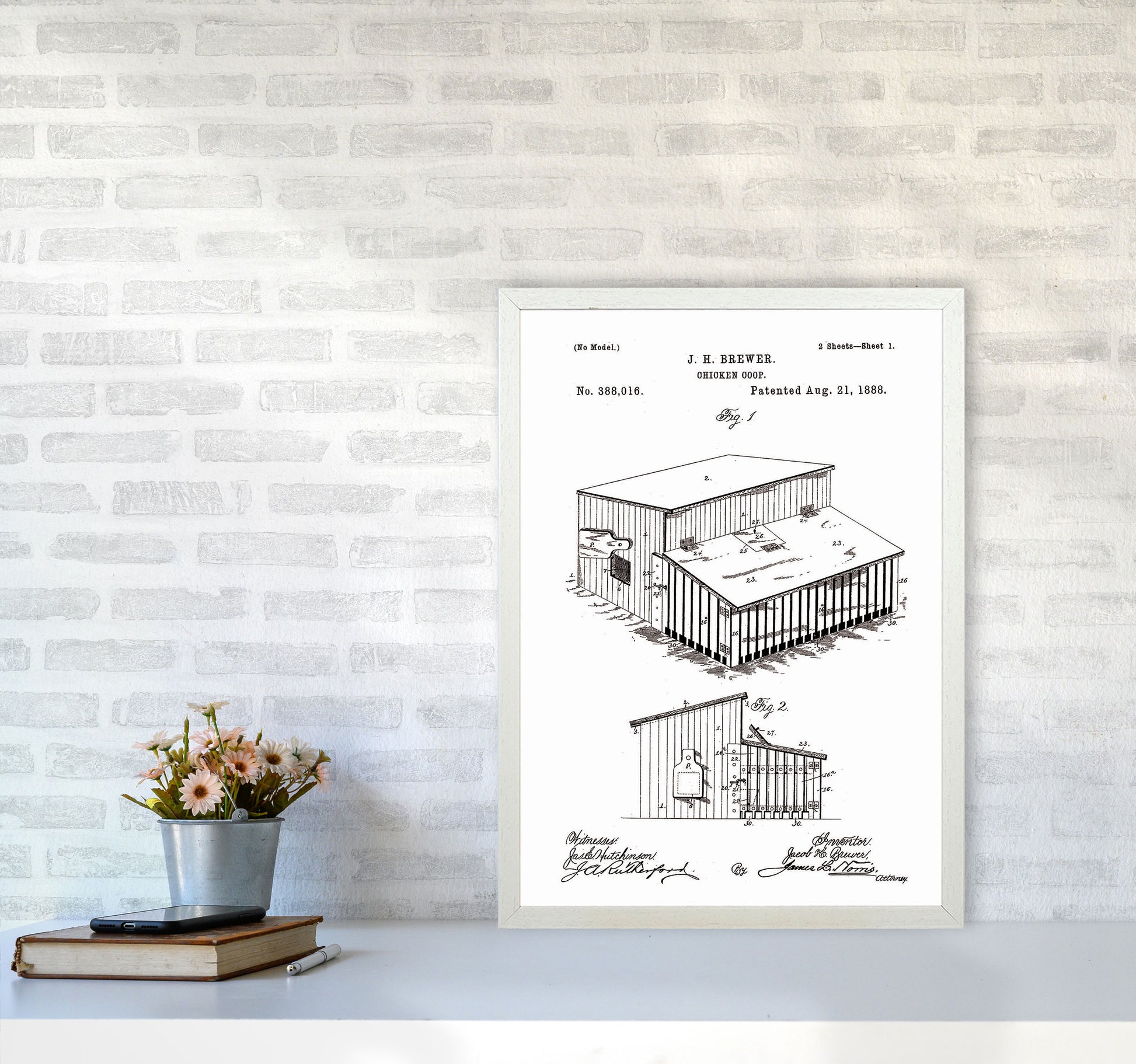 Chicken Coop Patent Art Print by Jason Stanley A2 Oak Frame