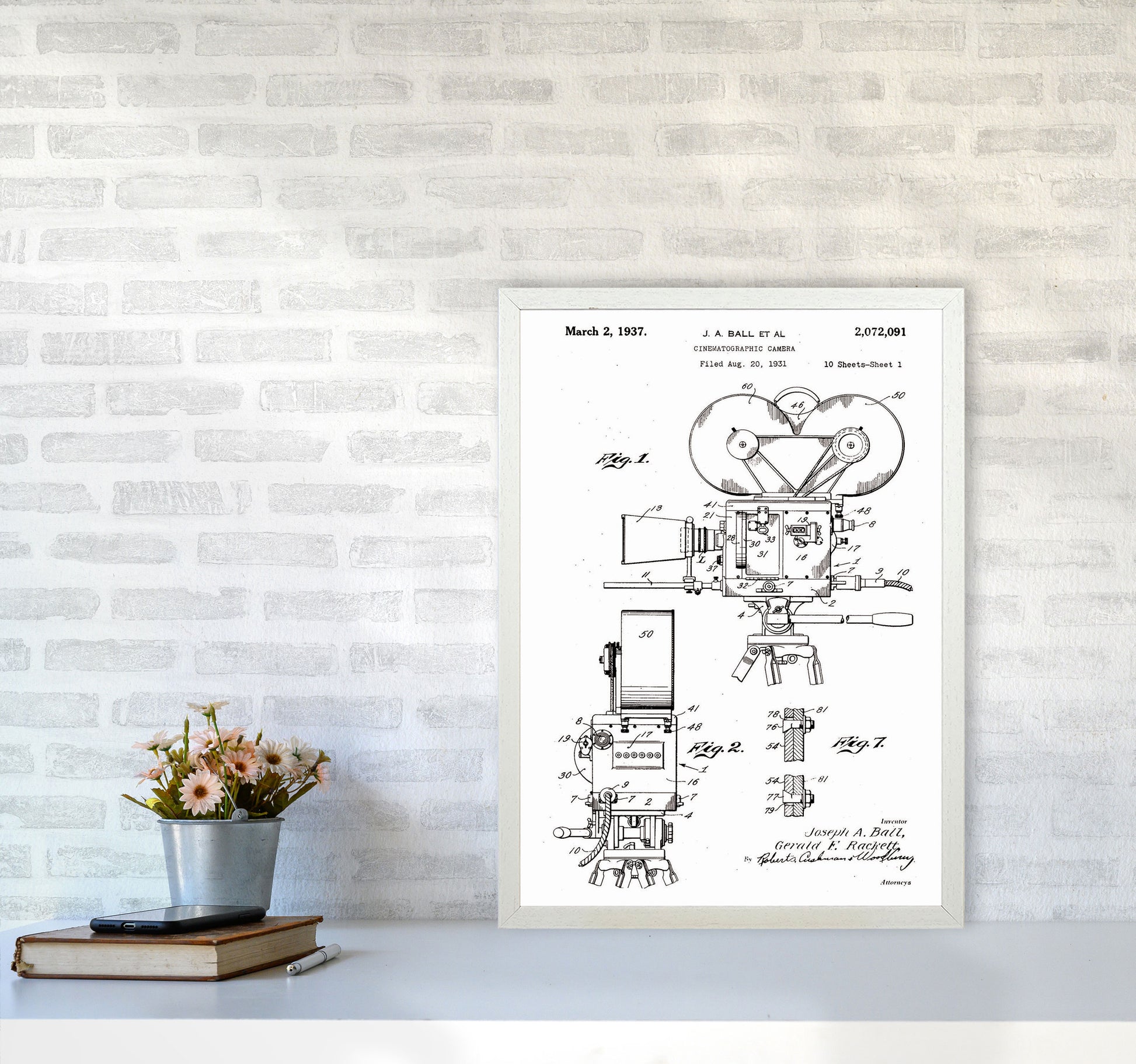 Cinema Camera Patent Art Print by Jason Stanley A2 Oak Frame