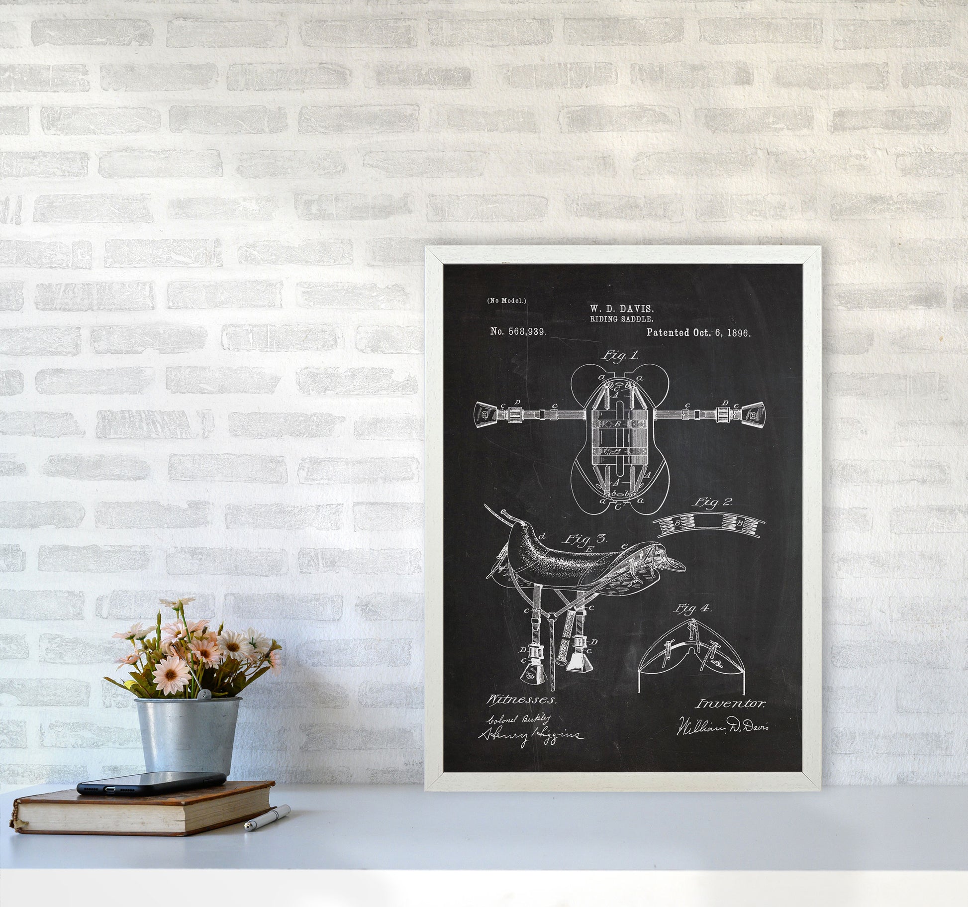 Riding Saddlepatent Art Print by Jason Stanley A2 Oak Frame