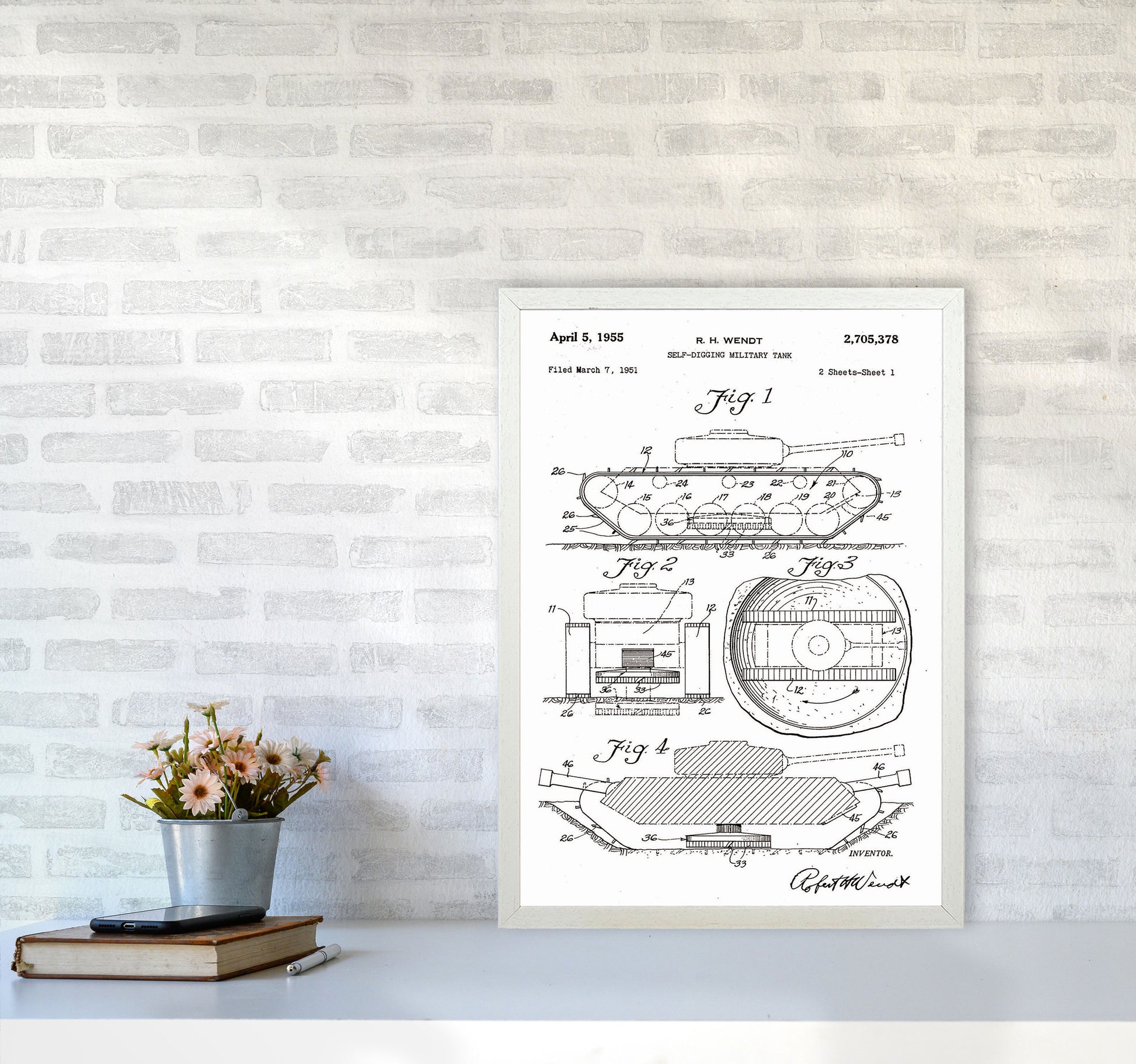 Military Tank Patent Art Print by Jason Stanley A2 Oak Frame